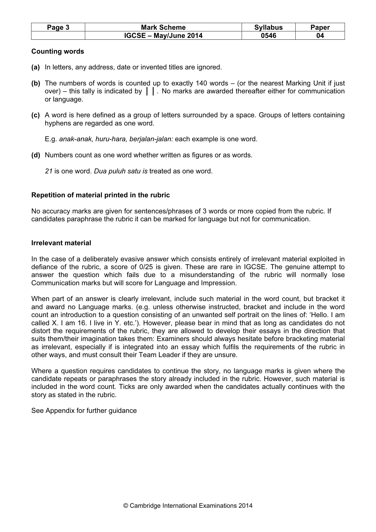 Mark scheme, page 3 of 10