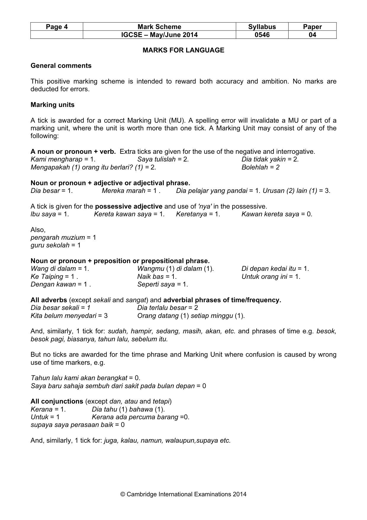Mark scheme, page 4 of 10