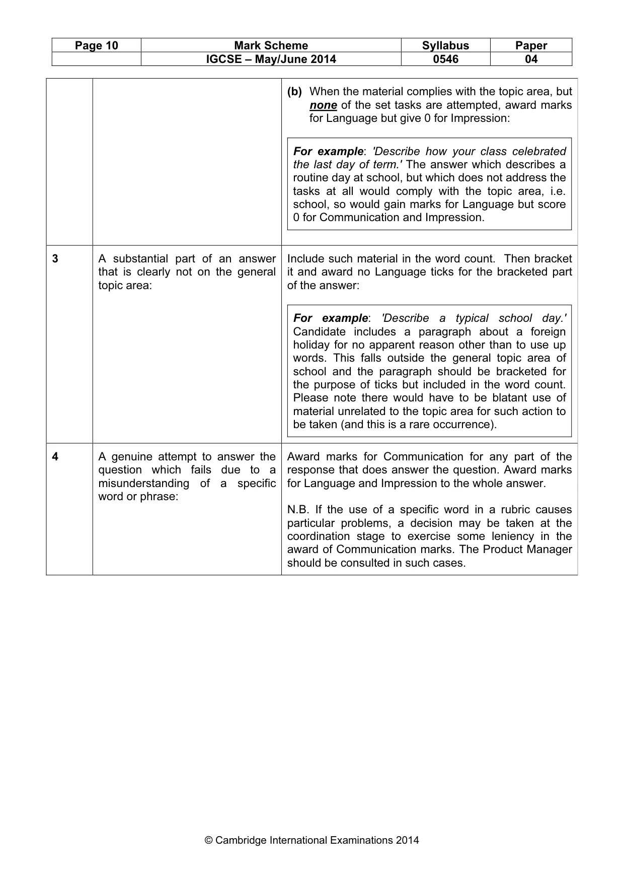 Mark scheme, page 10 of 10