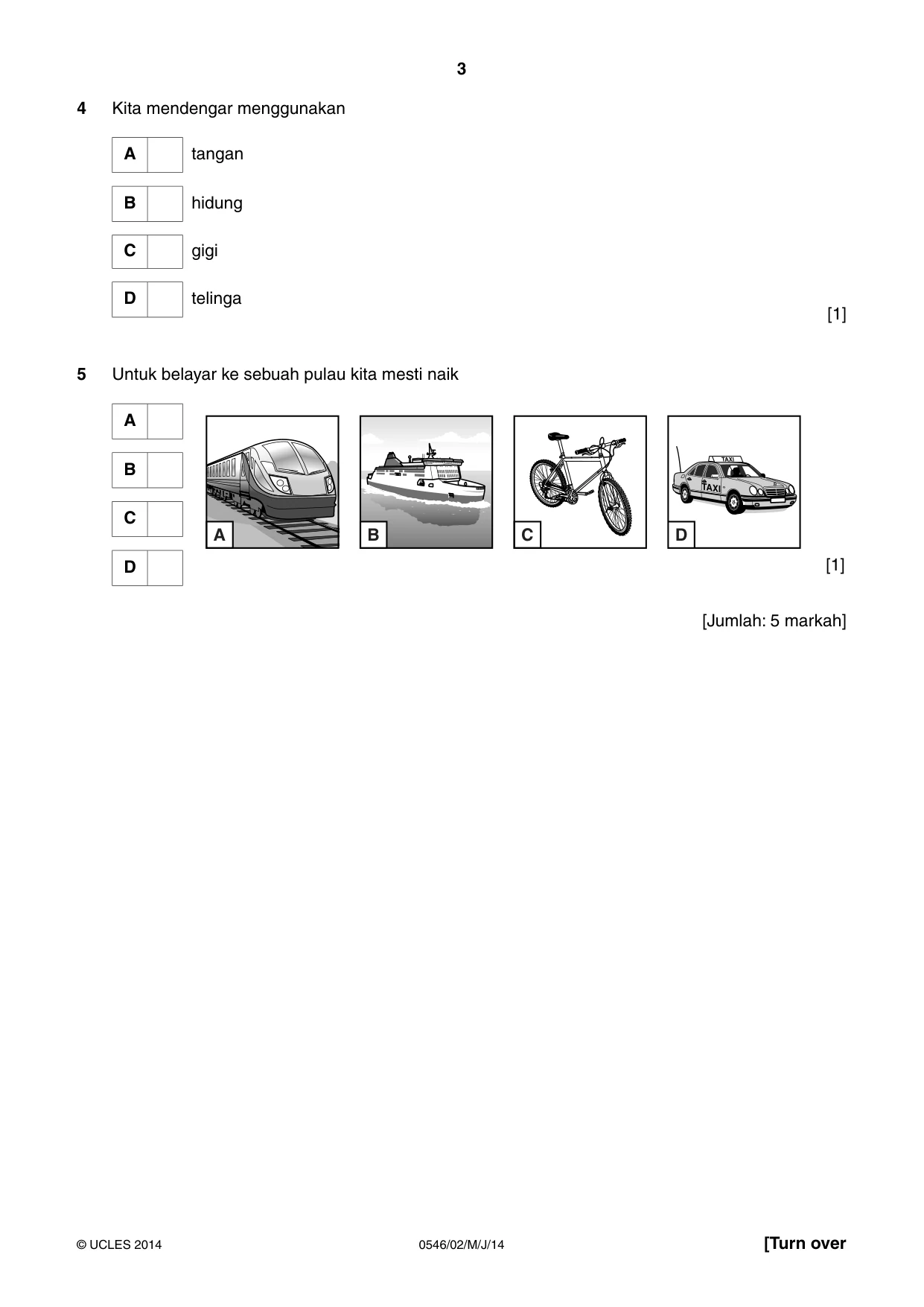 Cambridge IGCSE Malay - Foreign Language 0546 2014 May/June Paper 2 · Variant 1 question paper, page 3 of 16