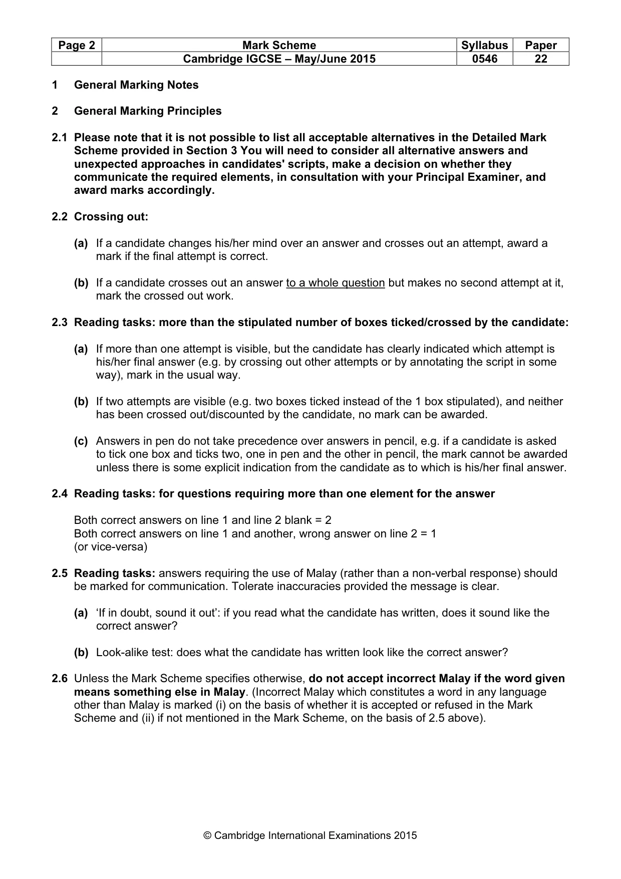Mark scheme, page 2 of 11