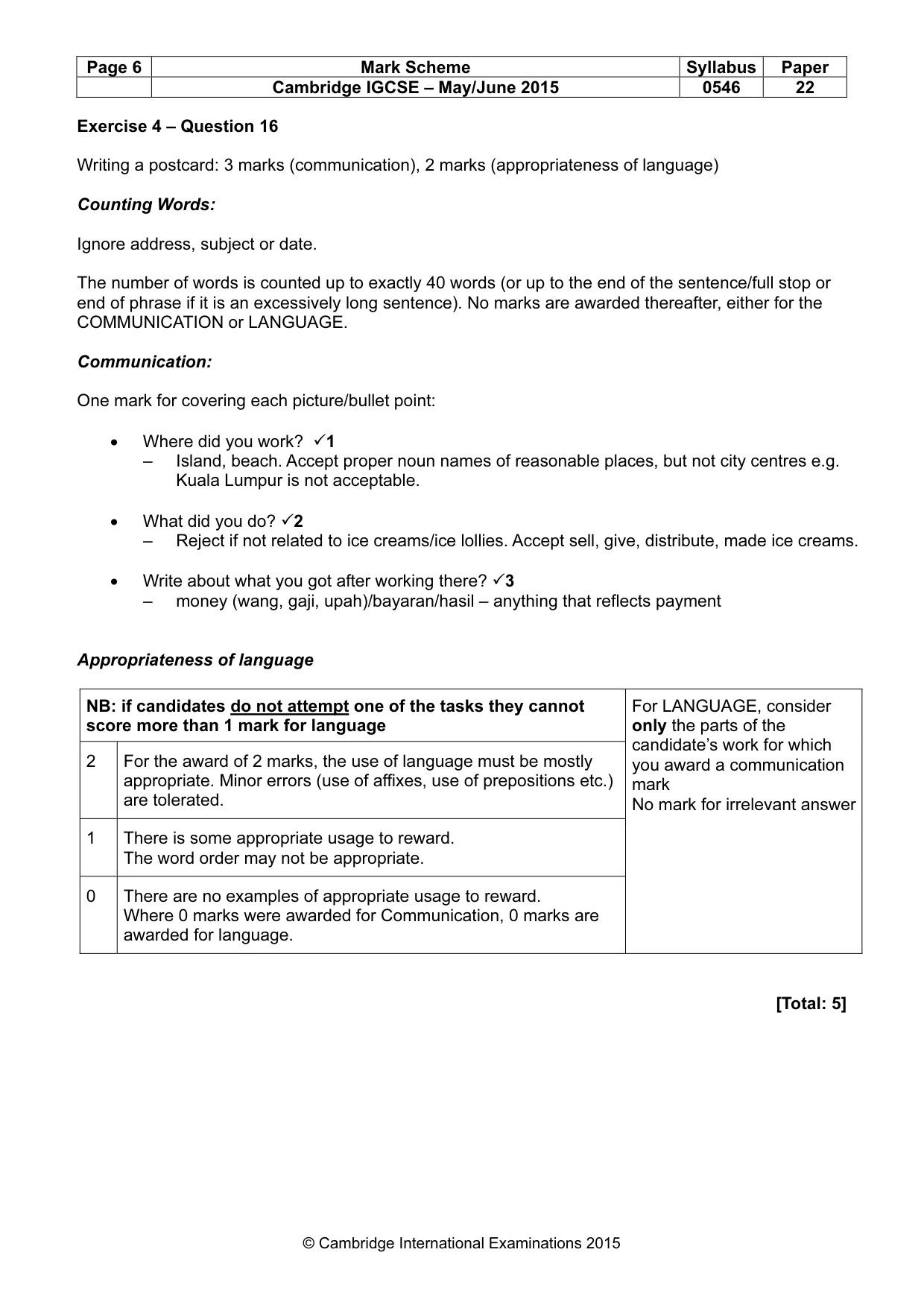 Mark scheme, page 6 of 11
