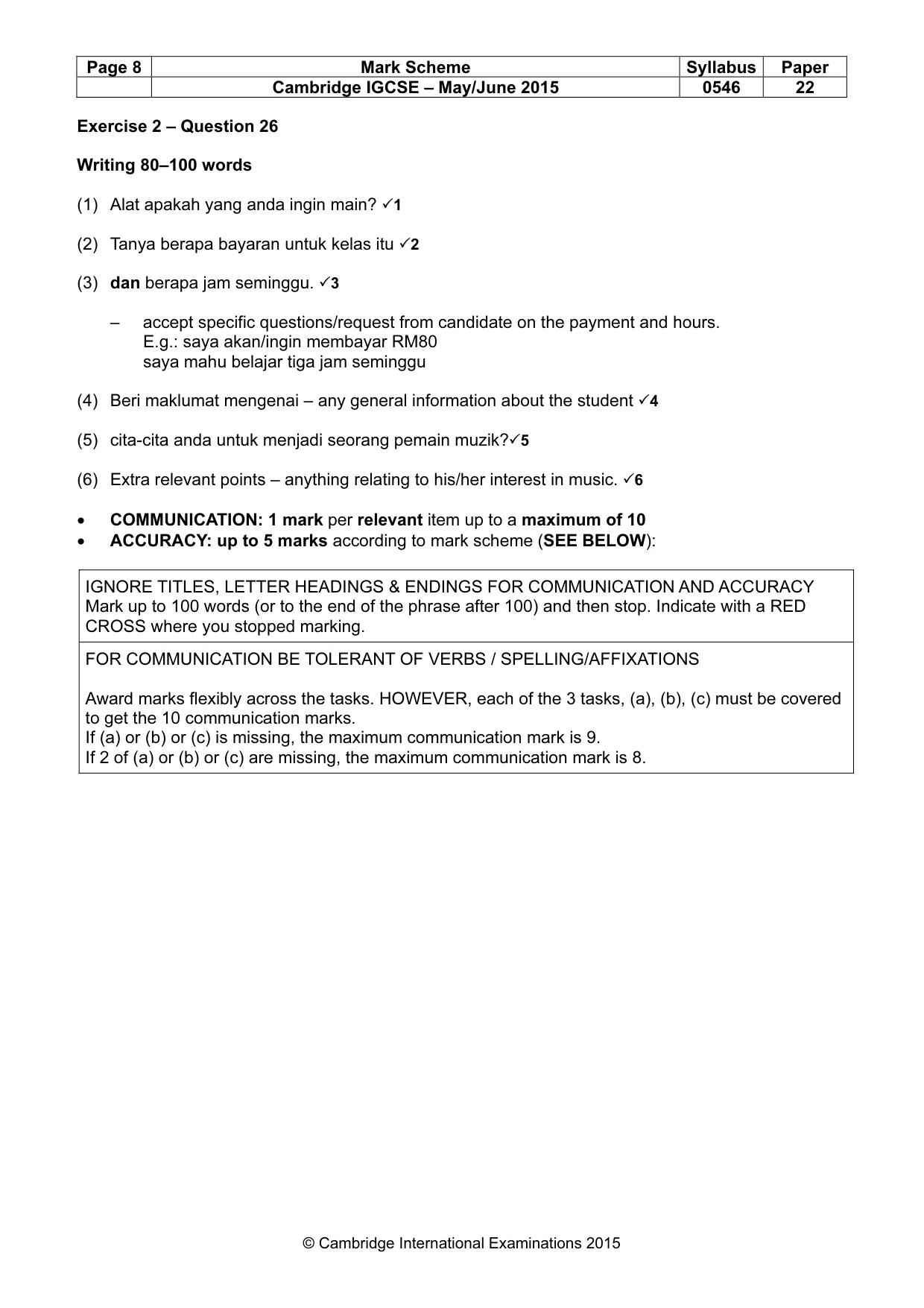 Mark scheme, page 8 of 11