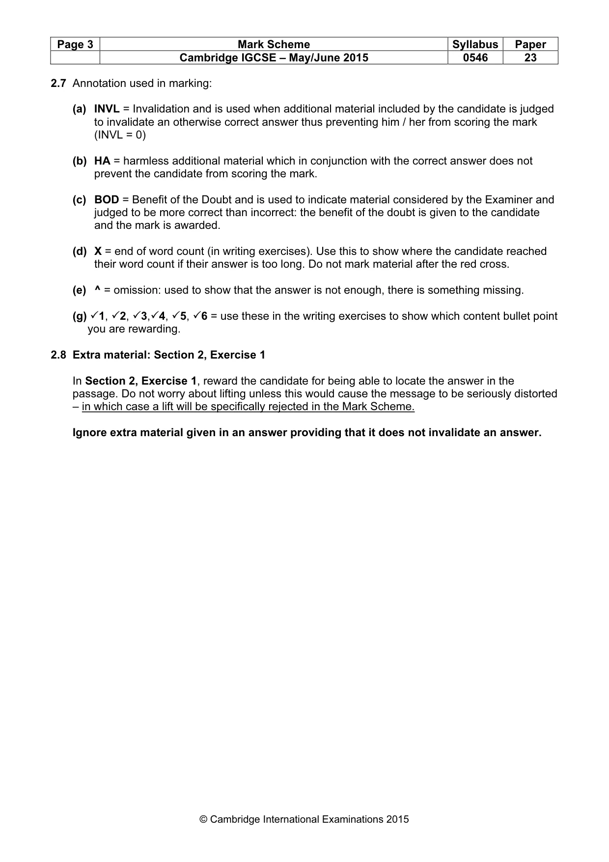 Mark scheme, page 3 of 11