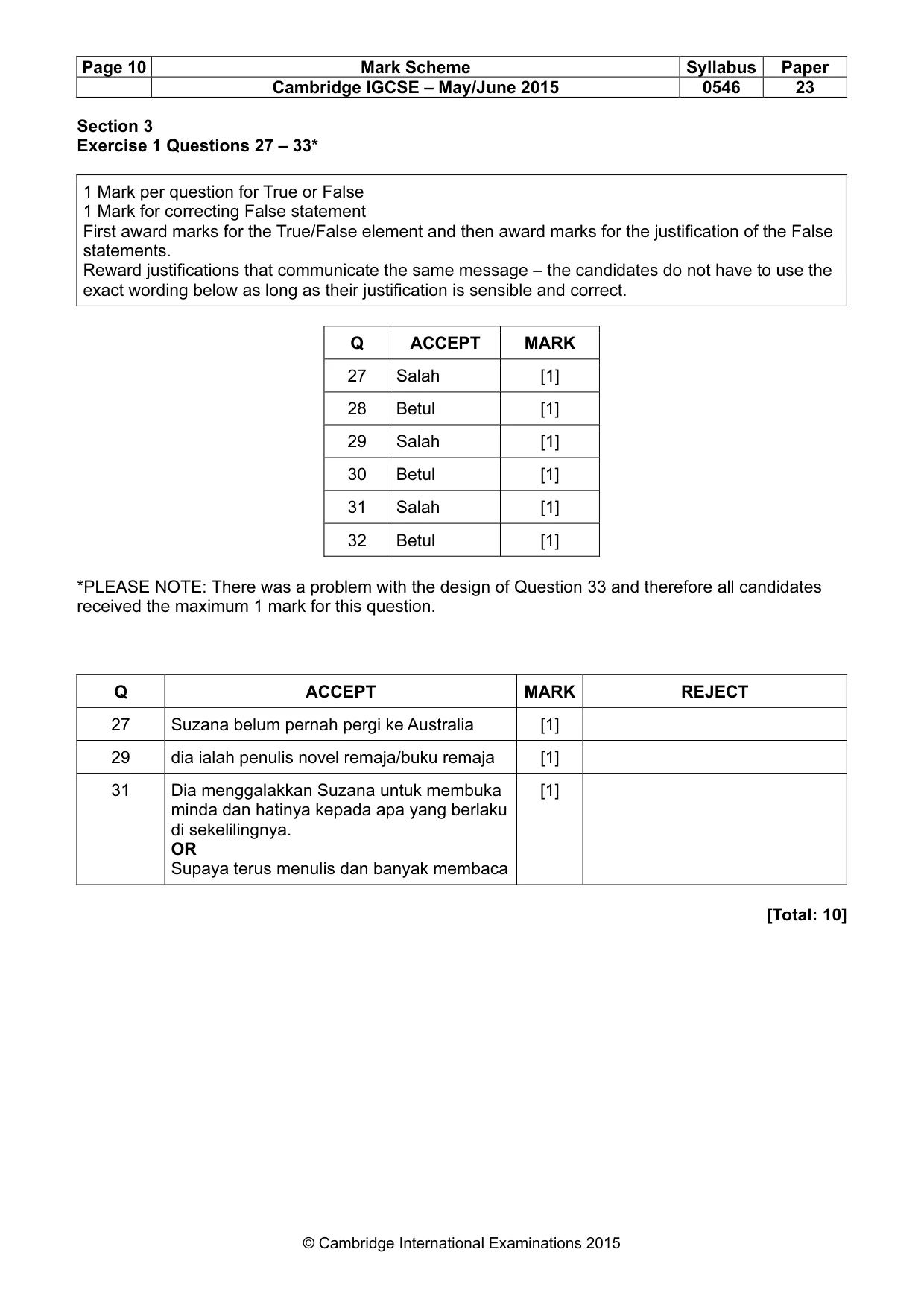 Mark scheme, page 10 of 11