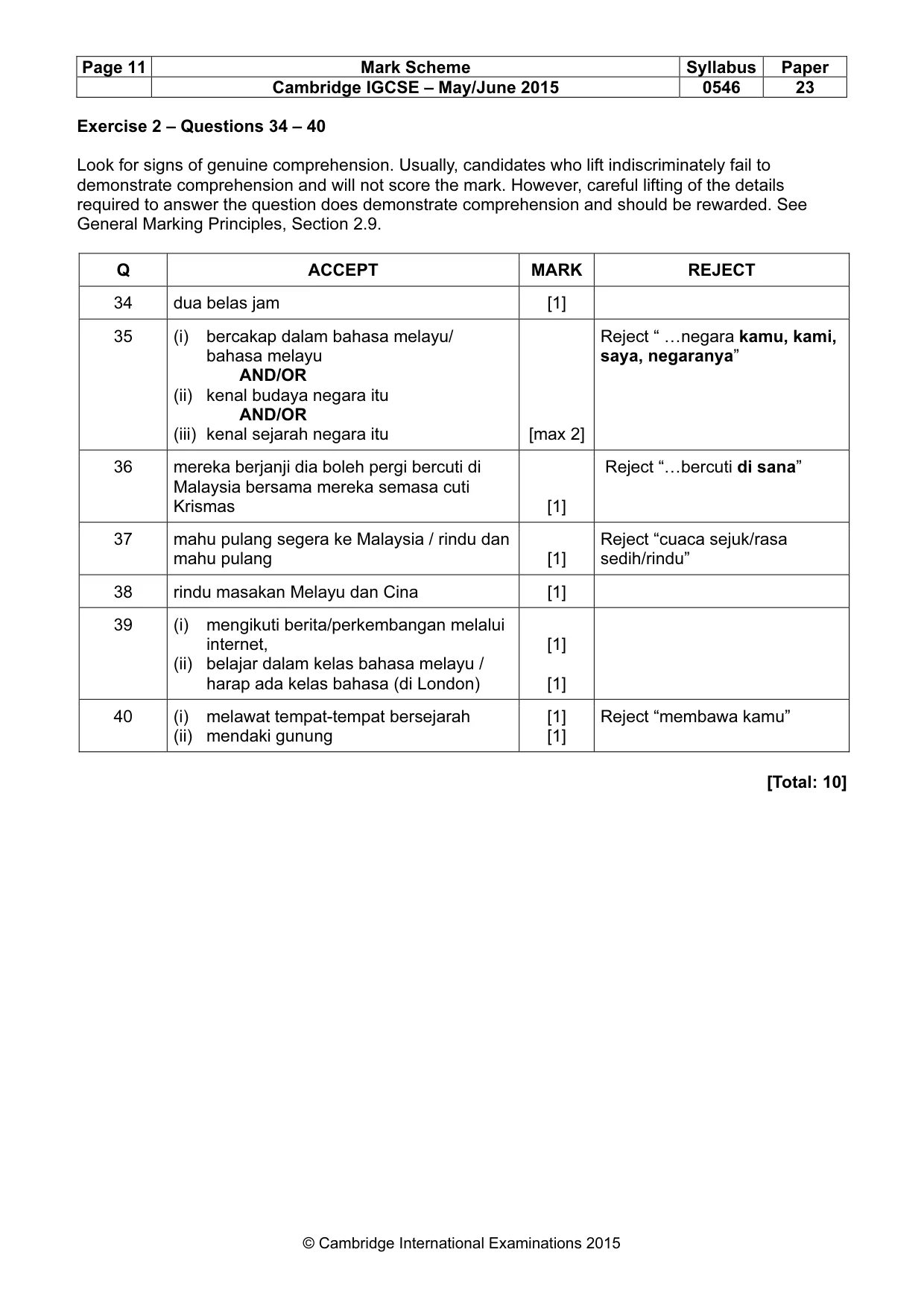 Mark scheme, page 11 of 11