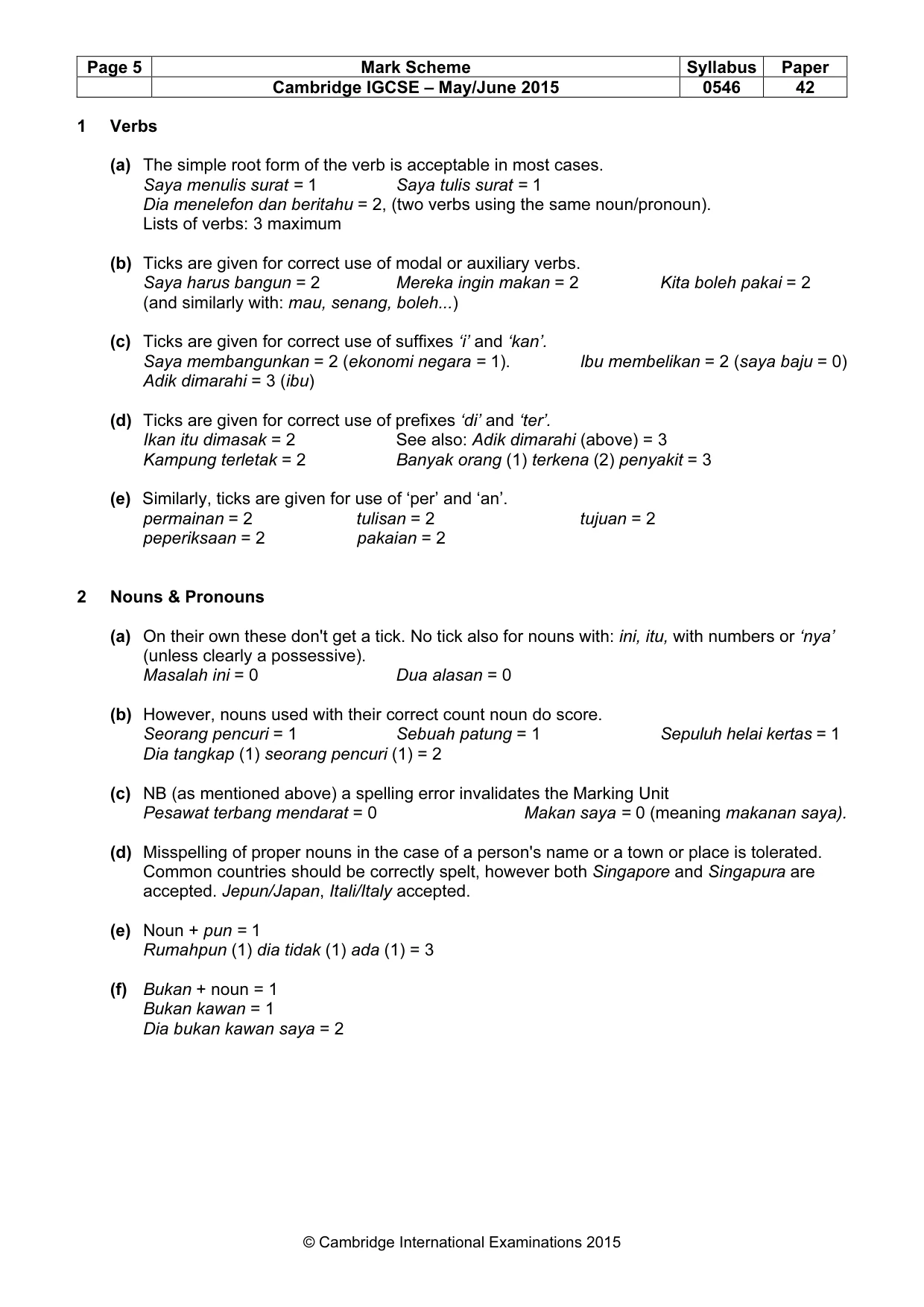 Mark scheme, page 5 of 11