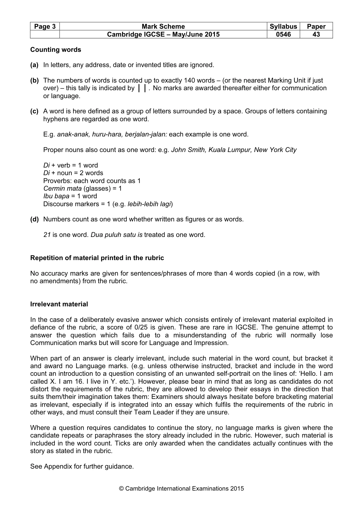 Mark scheme, page 3 of 11