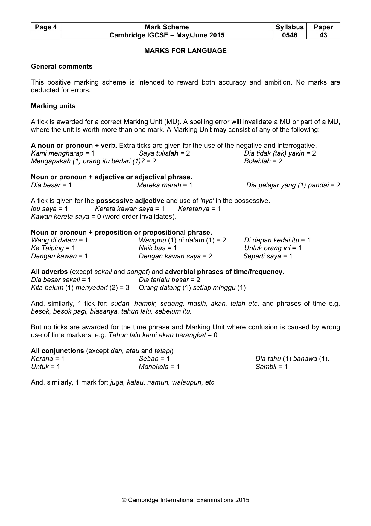 Mark scheme, page 4 of 11