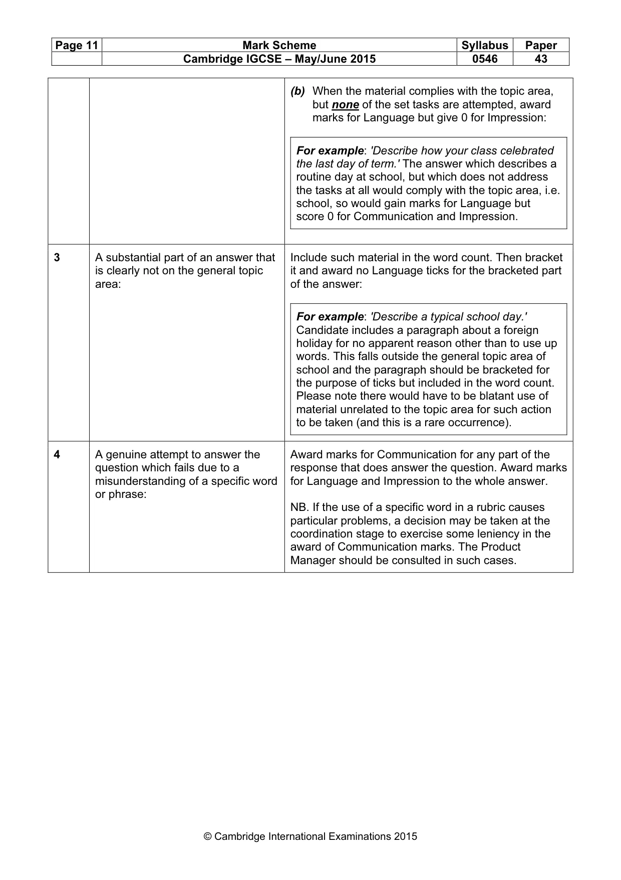 Mark scheme, page 11 of 11