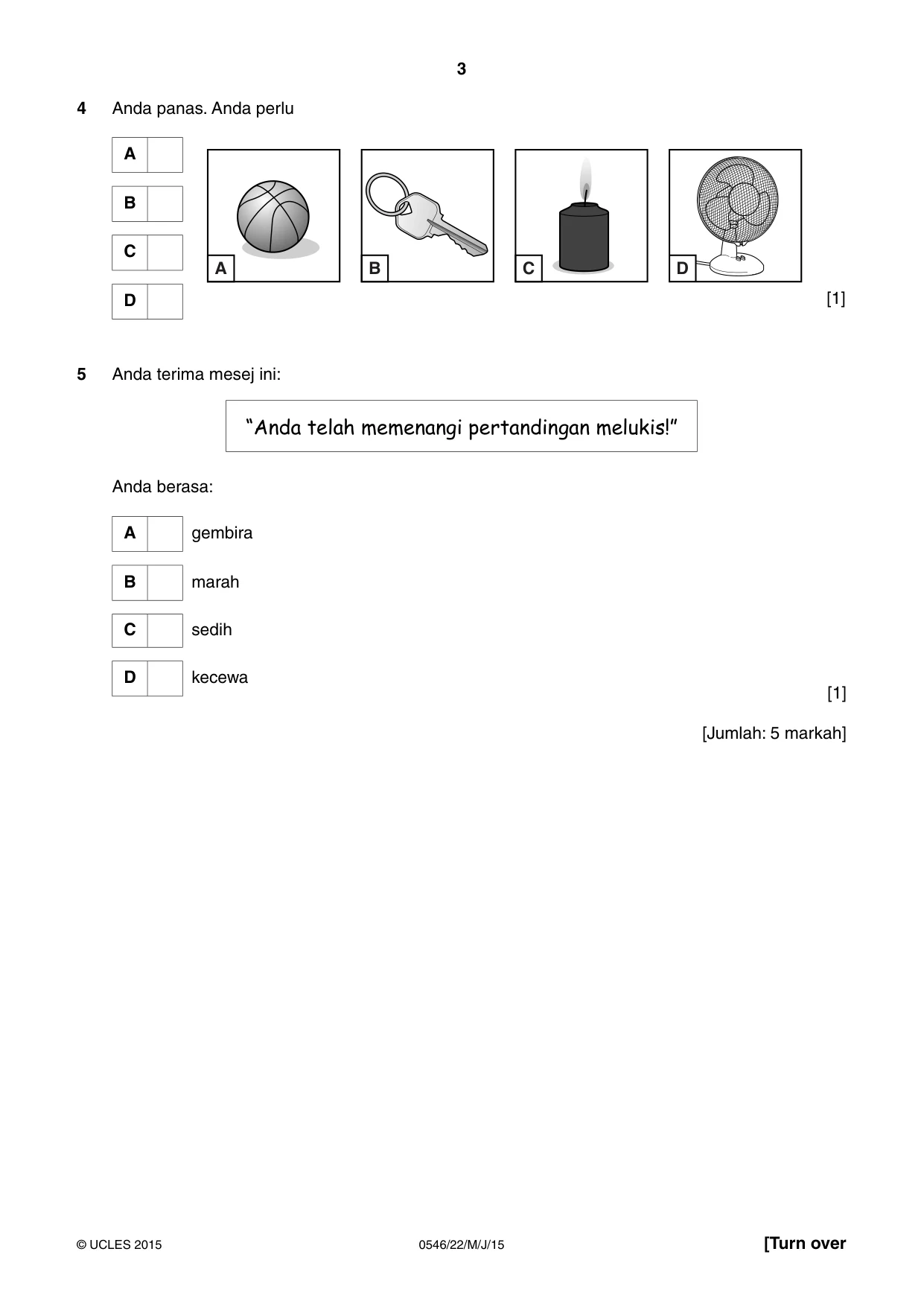 Cambridge IGCSE Malay - Foreign Language 0546 2015 May/June Paper 2 · Variant 2 question paper, page 3 of 16