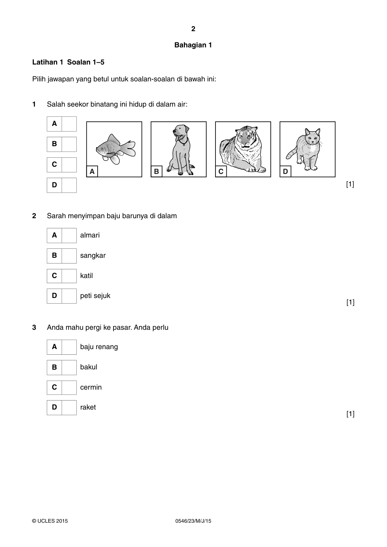 Cambridge IGCSE Malay - Foreign Language 0546 2015 May/June Paper 2 · Variant 3 question paper, page 2 of 16