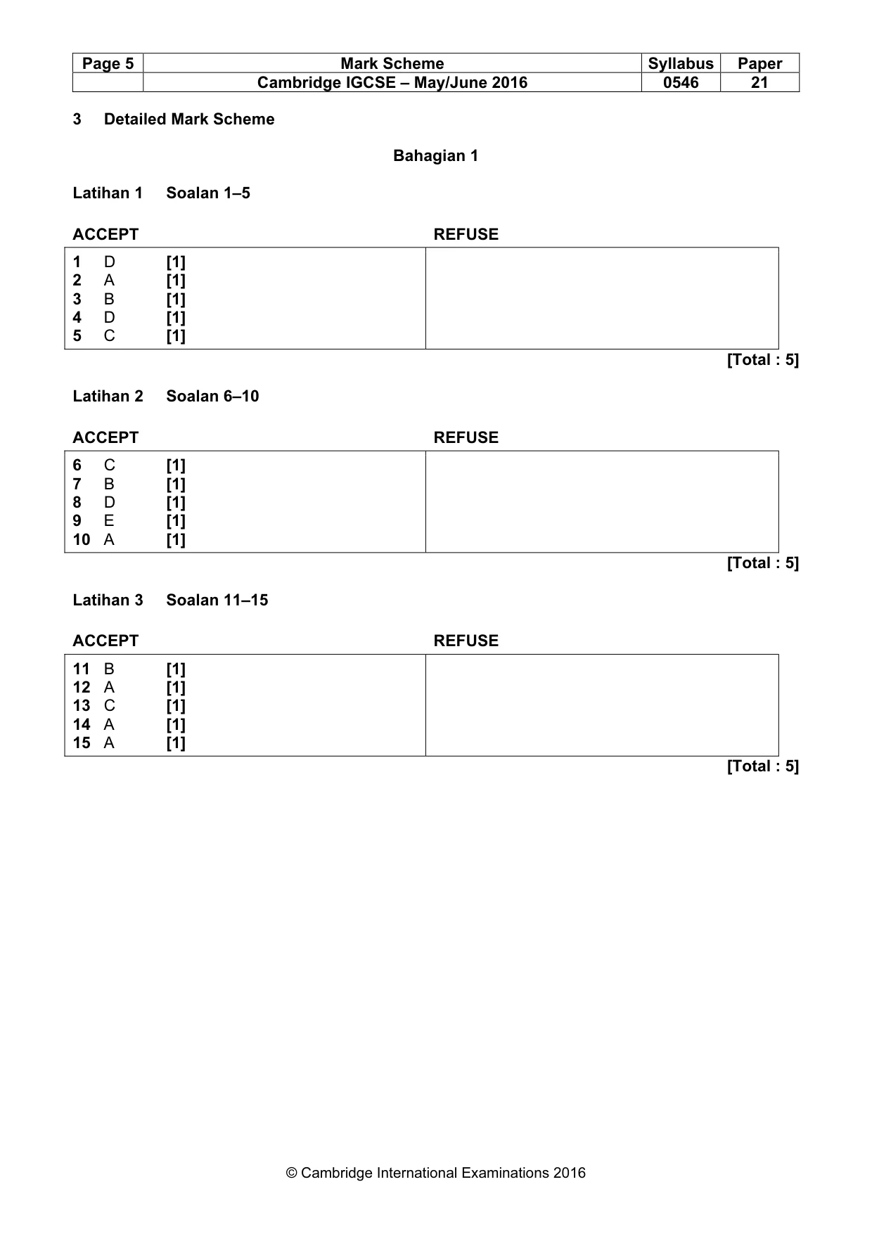 Mark scheme, page 5 of 10