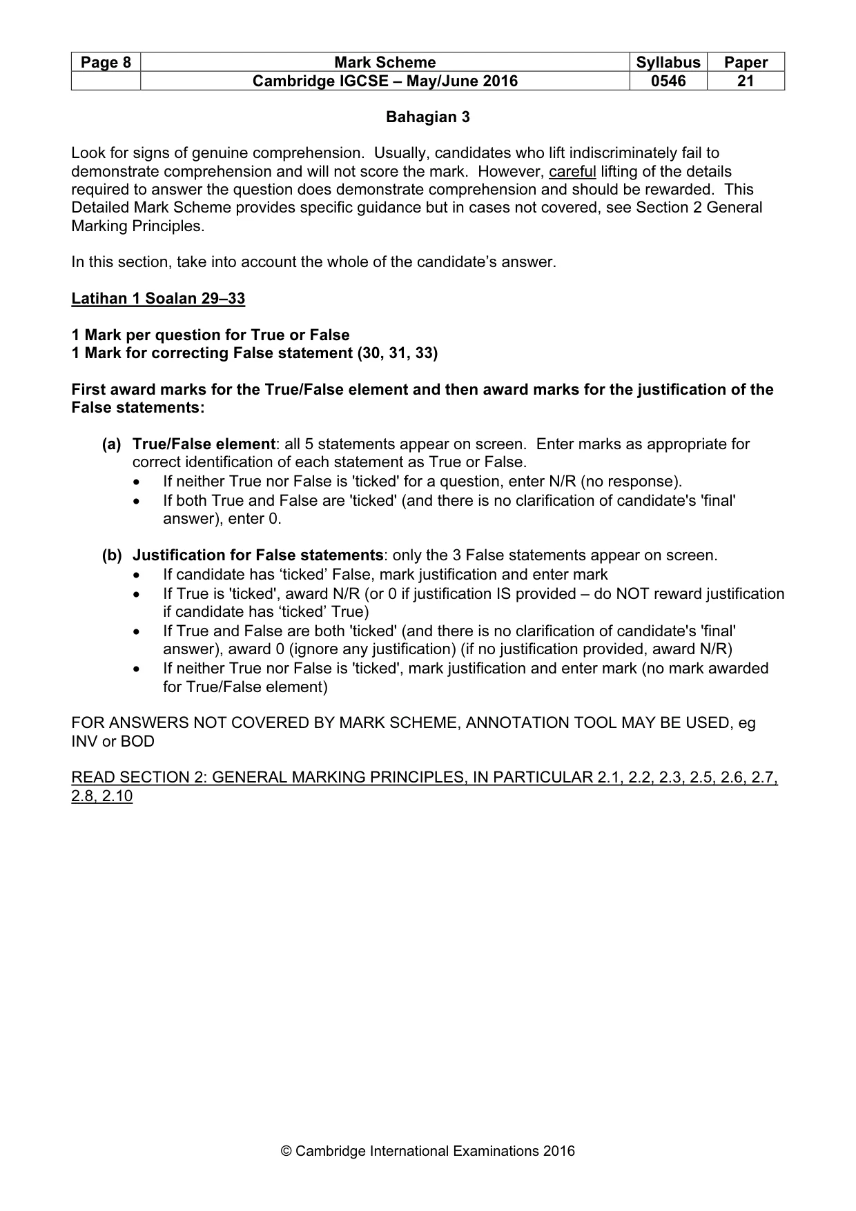 Mark scheme, page 8 of 10