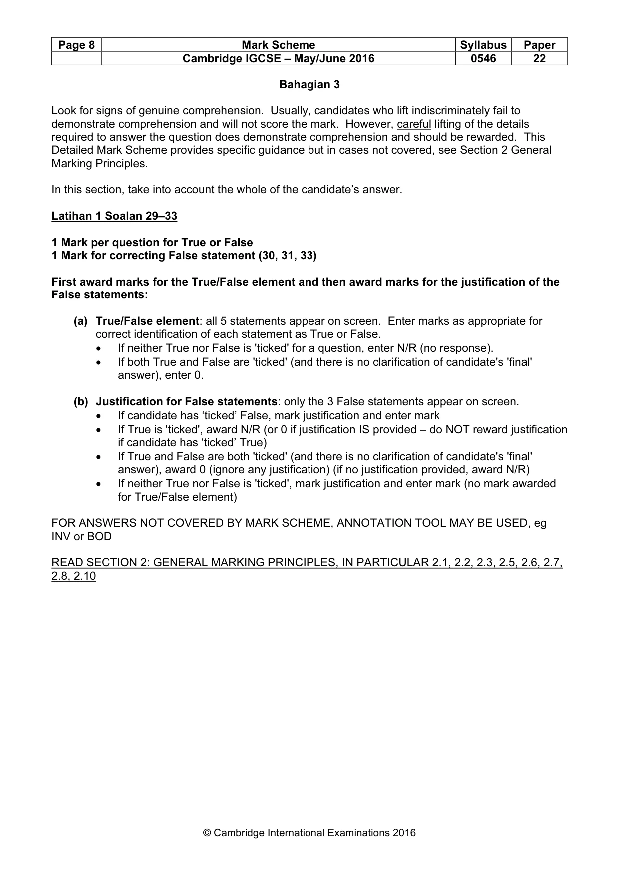 Mark scheme, page 8 of 10