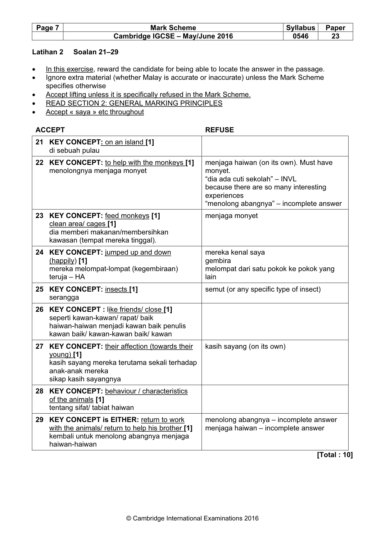 Mark scheme, page 7 of 10