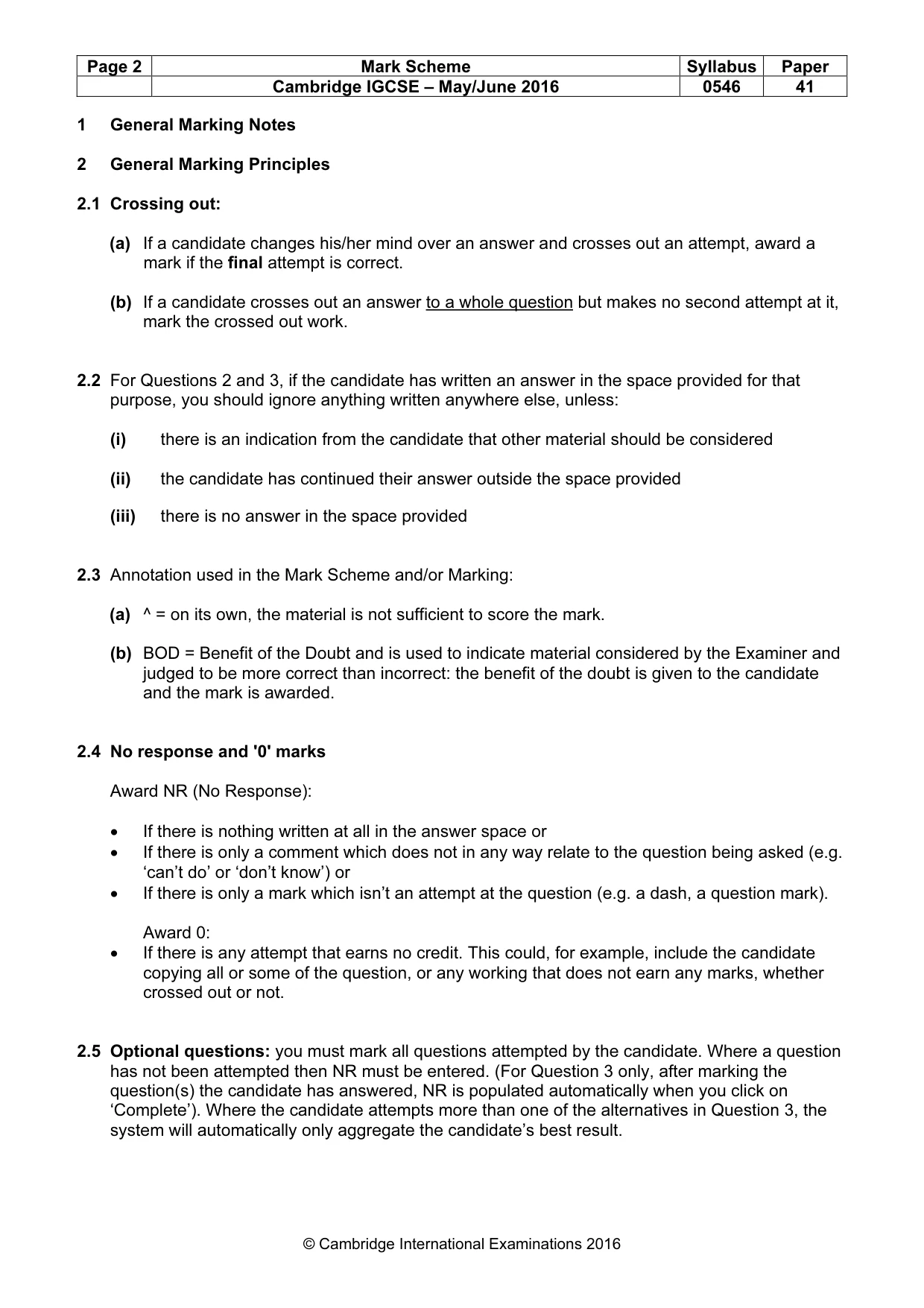 Mark scheme, page 2 of 9