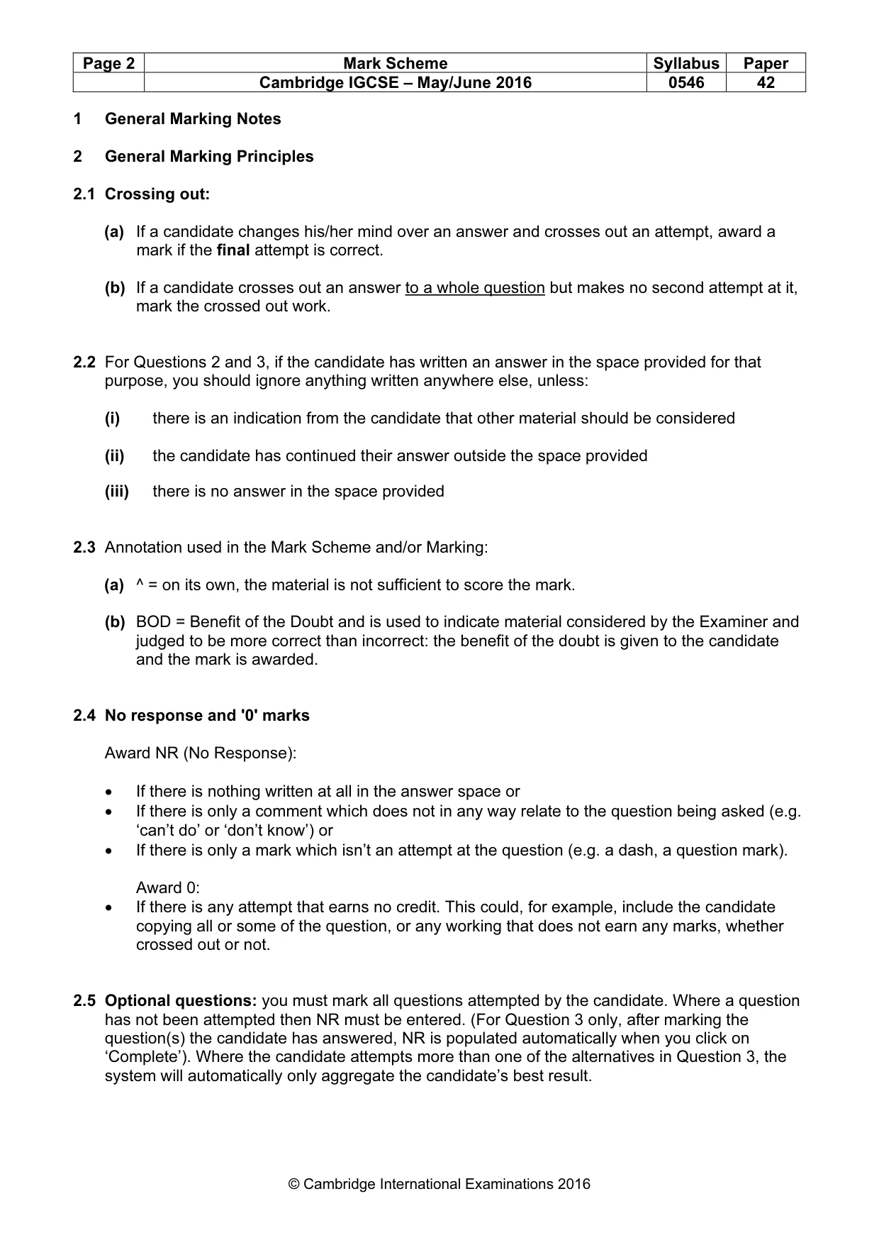 Mark scheme, page 2 of 9