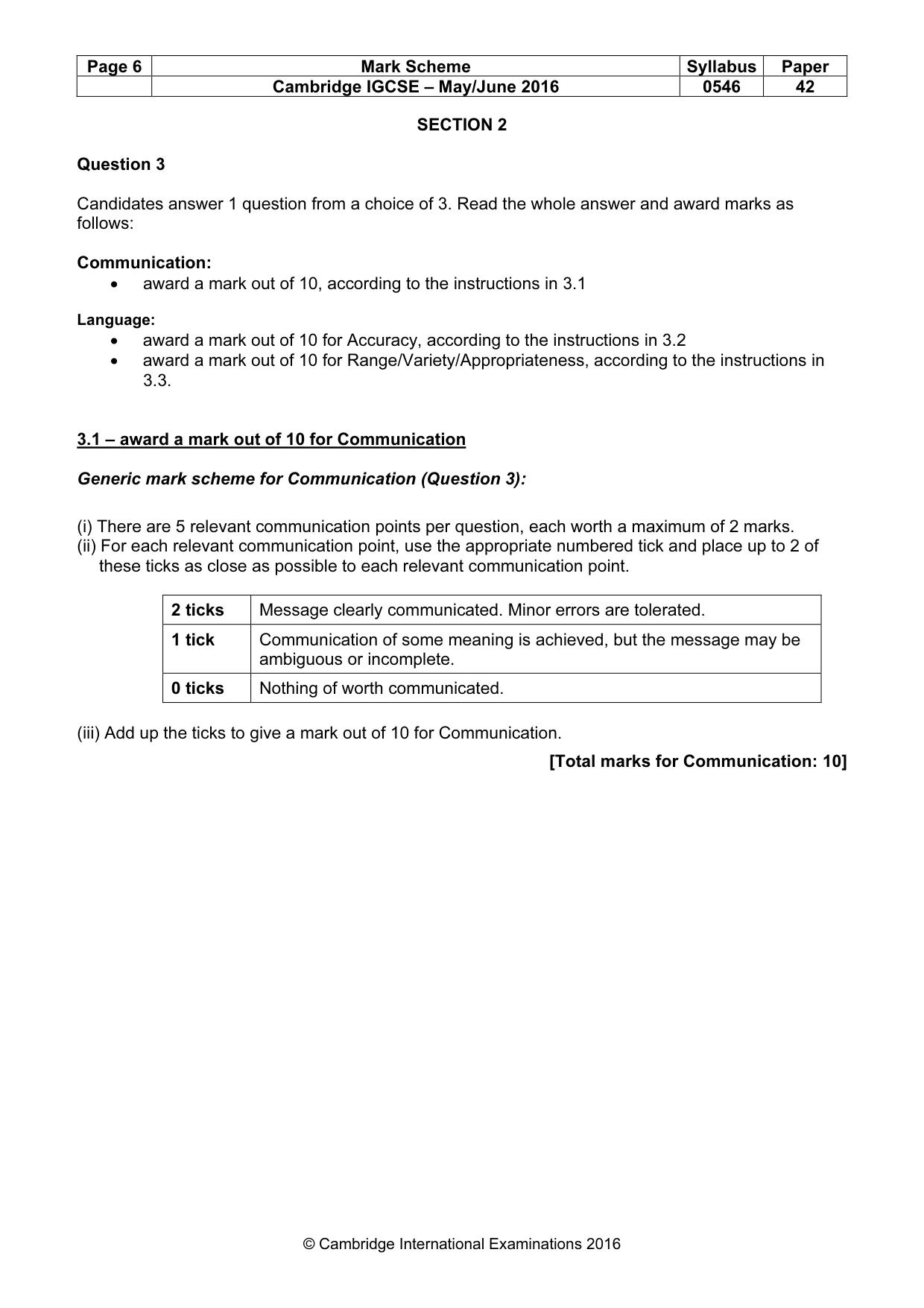 Mark scheme, page 6 of 9