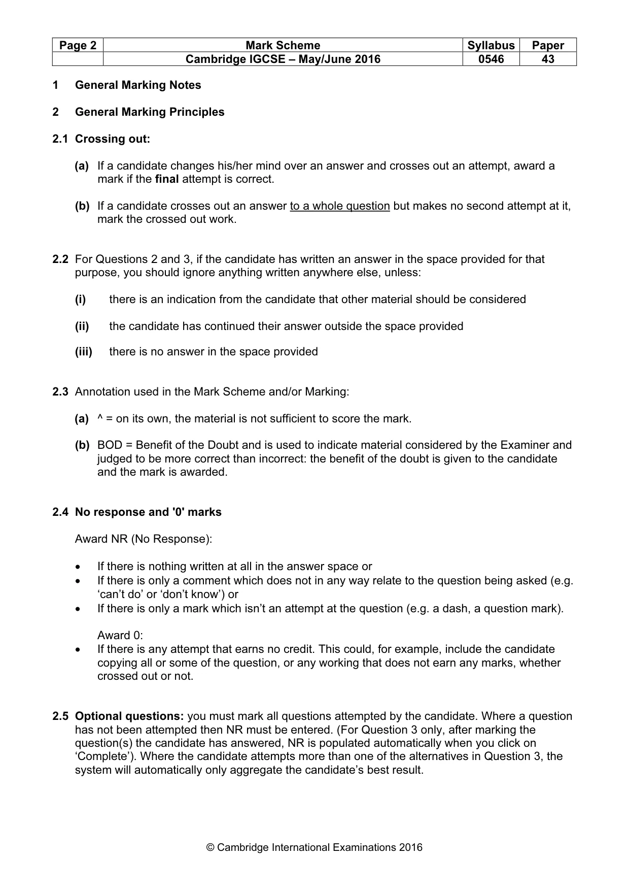 Mark scheme, page 2 of 11