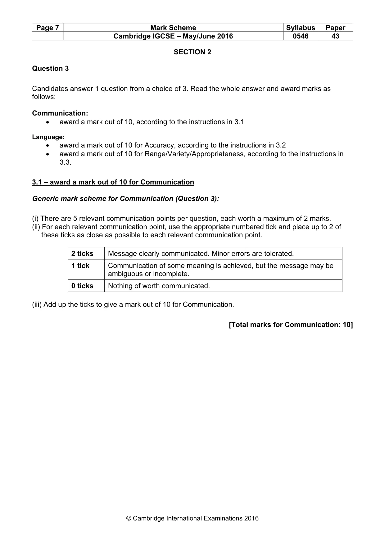 Mark scheme, page 7 of 11