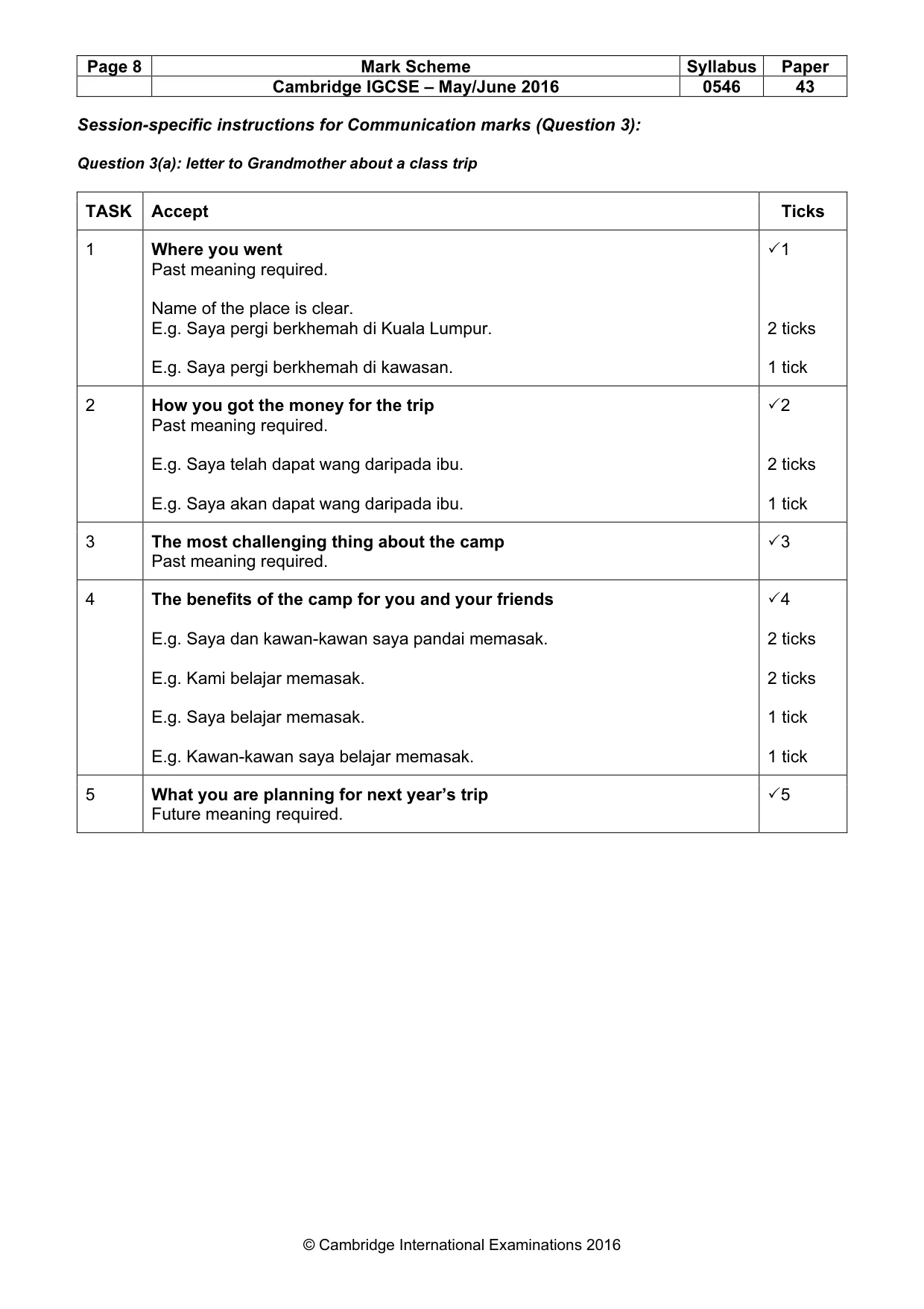 Mark scheme, page 8 of 11