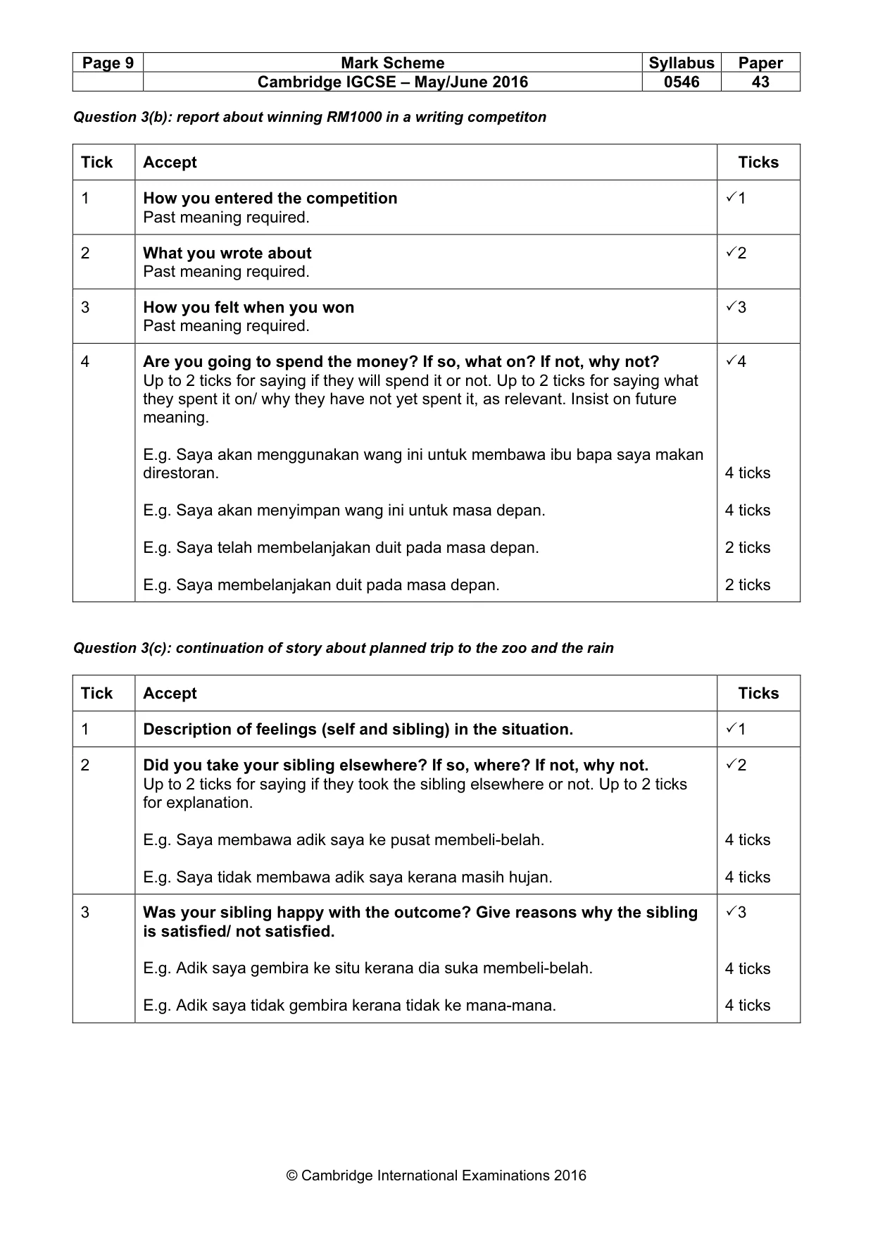 Mark scheme, page 9 of 11