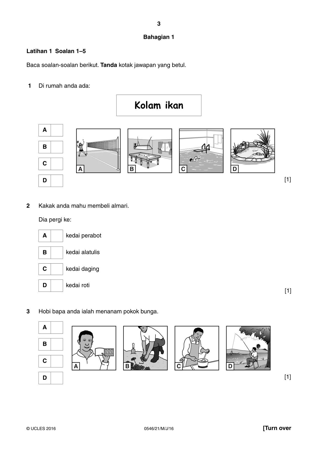 Cambridge IGCSE Malay - Foreign Language 0546 2016 May/June Paper 2 · Variant 1 question paper, page 3 of 16