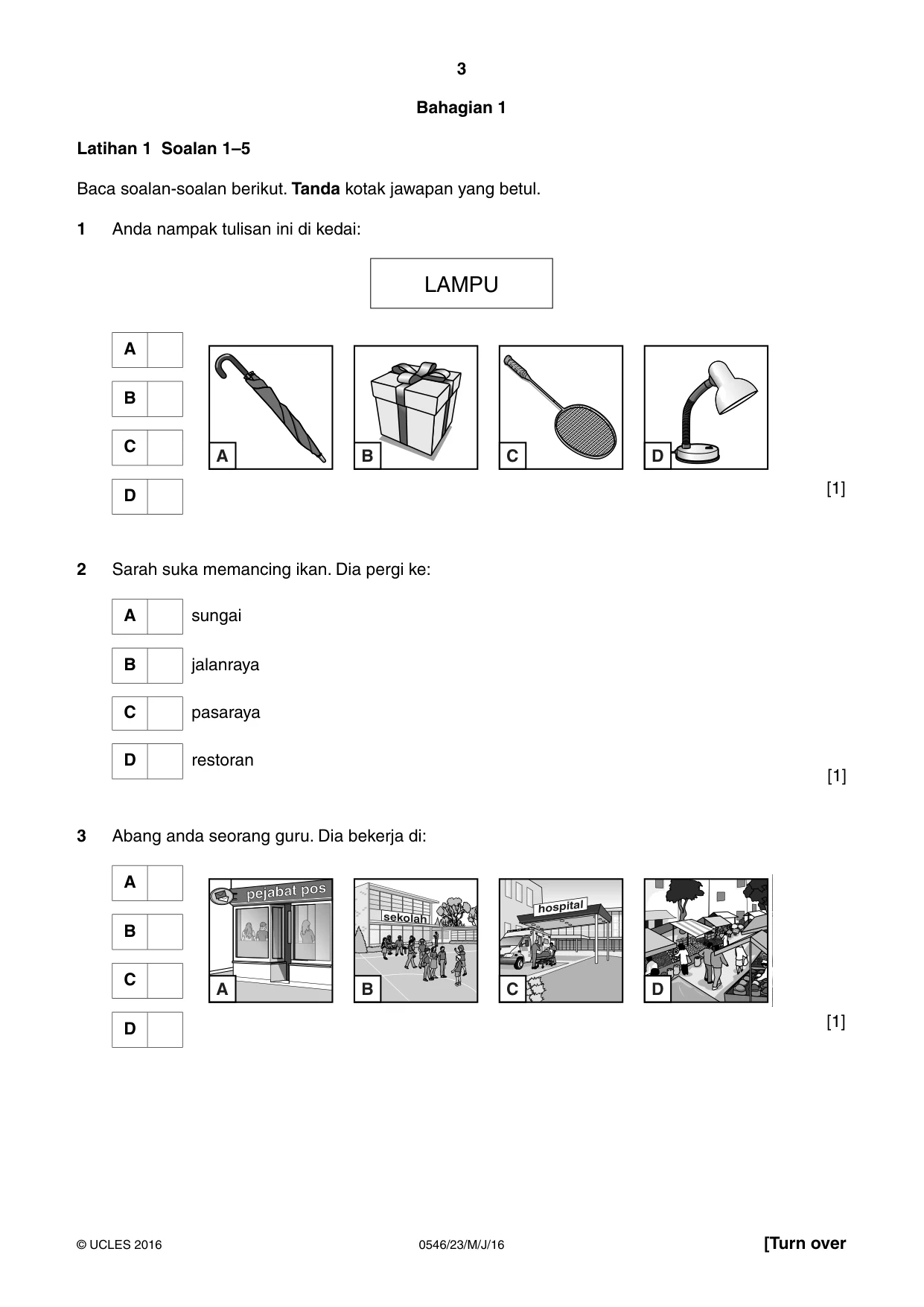 Cambridge IGCSE Malay - Foreign Language 0546 2016 May/June Paper 2 · Variant 3 question paper, page 3 of 16