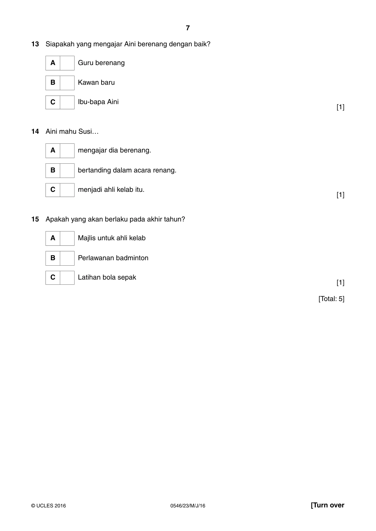 Cambridge IGCSE Malay - Foreign Language 0546 2016 May/June Paper 2 · Variant 3 question paper, page 7 of 16