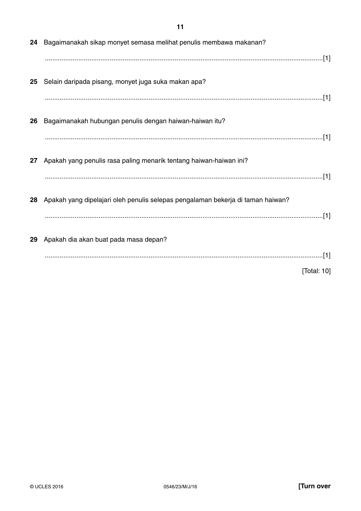 Cambridge IGCSE Malay - Foreign Language 0546 2016 May/June Paper 2 · Variant 3 question paper, page 11 of 16