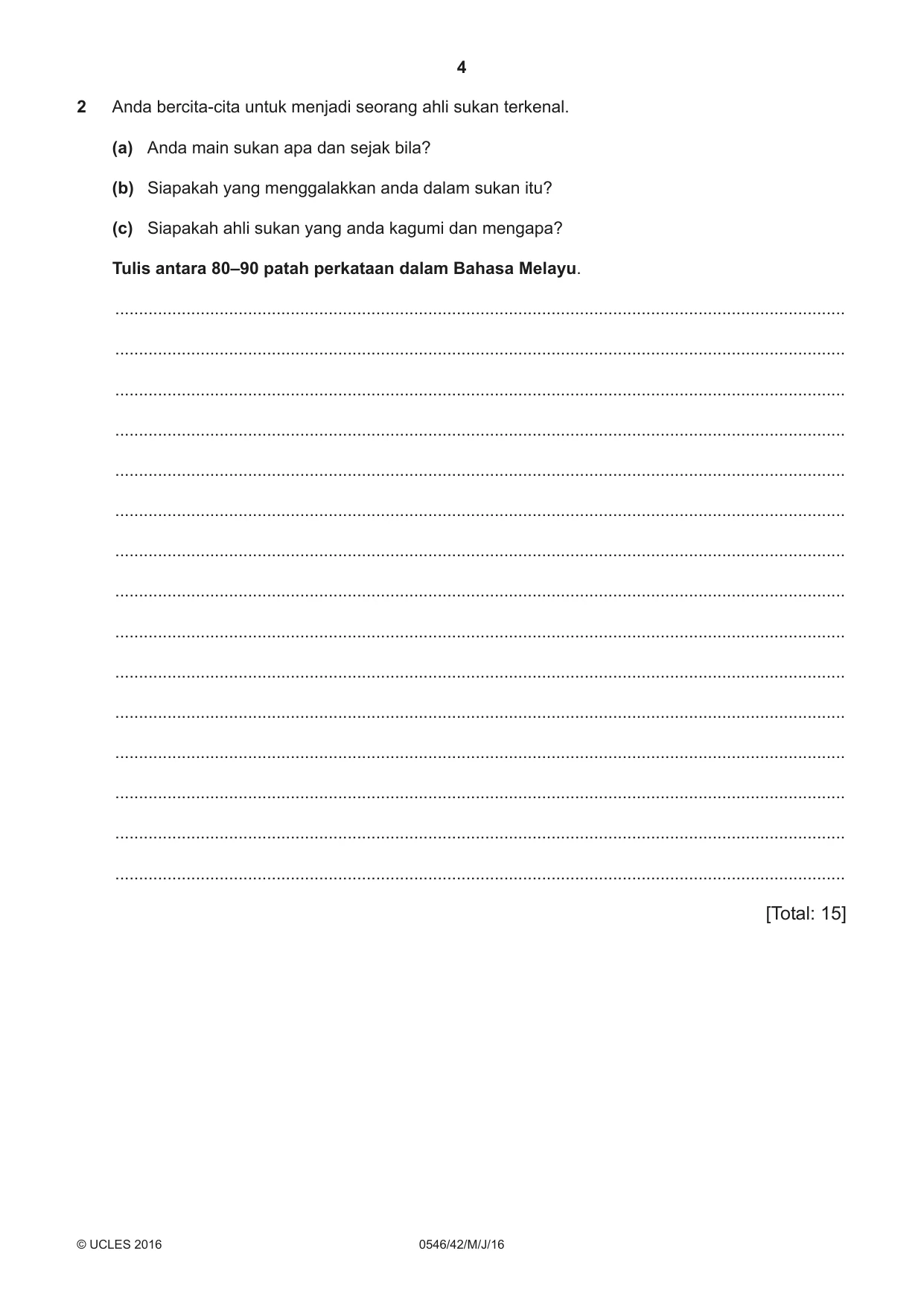Cambridge IGCSE Malay - Foreign Language 0546 2016 May/June Paper 4 · Variant 2 question paper, page 4 of 8
