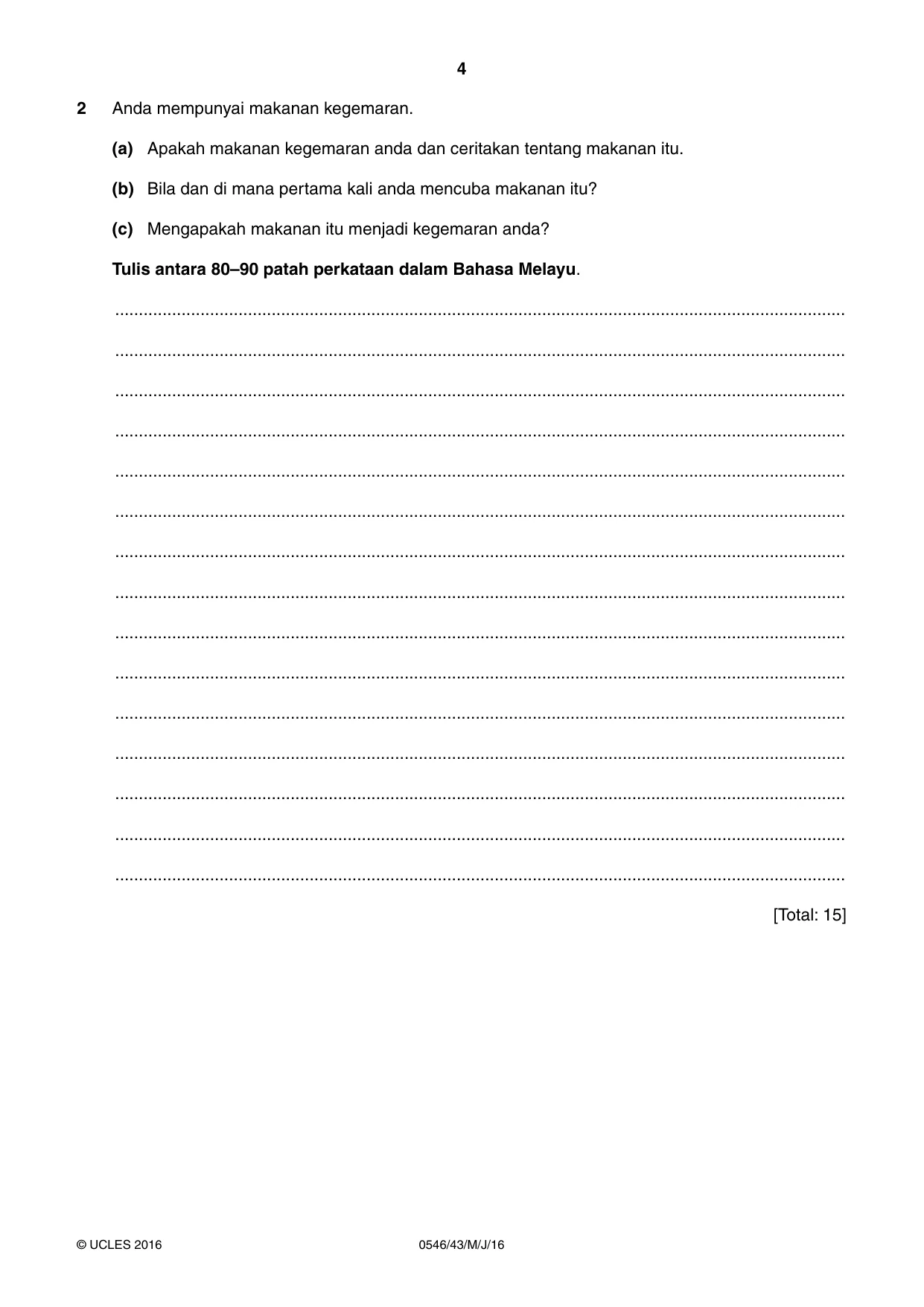 Cambridge IGCSE Malay - Foreign Language 0546 2016 May/June Paper 4 · Variant 3 question paper, page 4 of 8