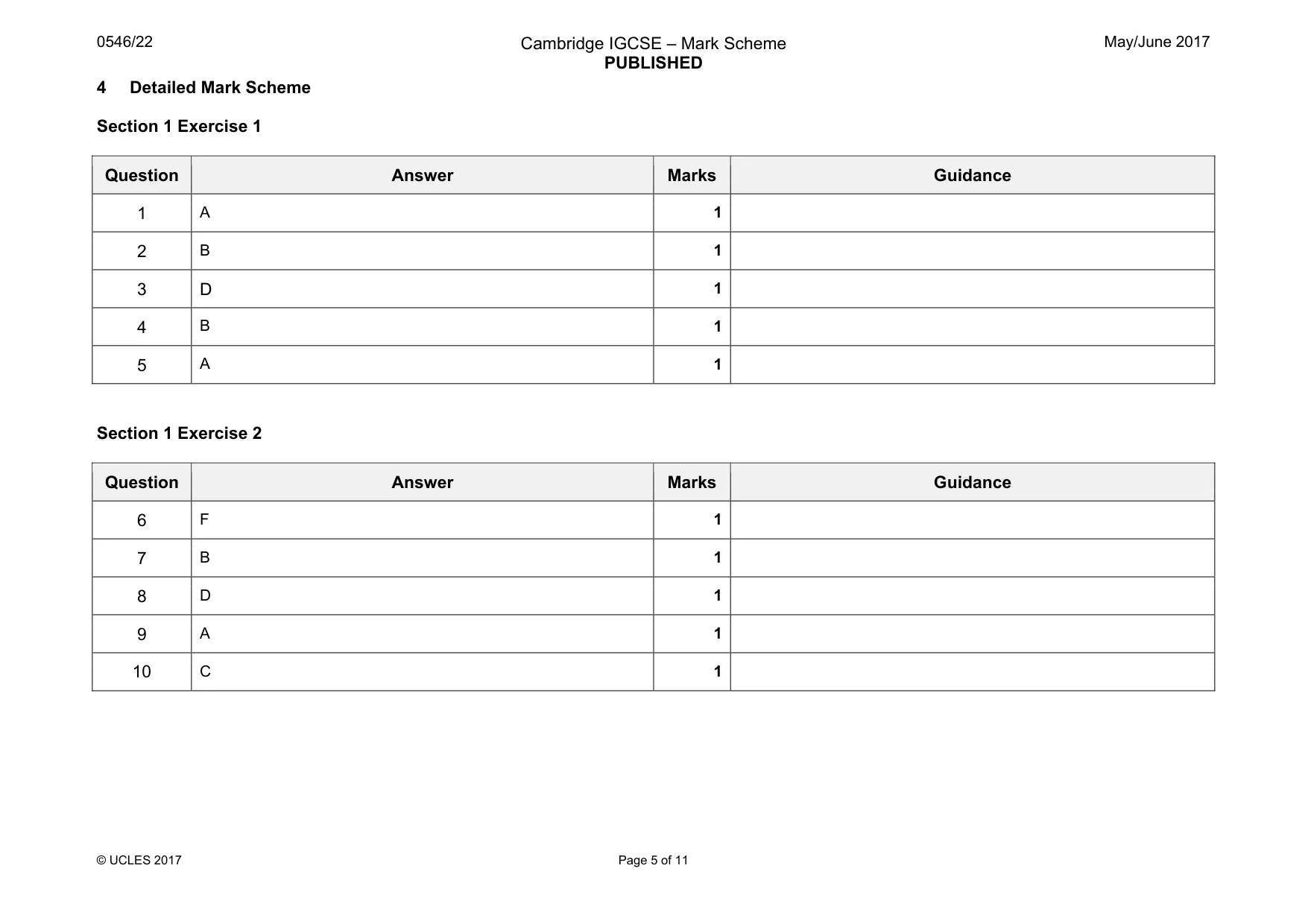 Mark scheme, page 5 of 11
