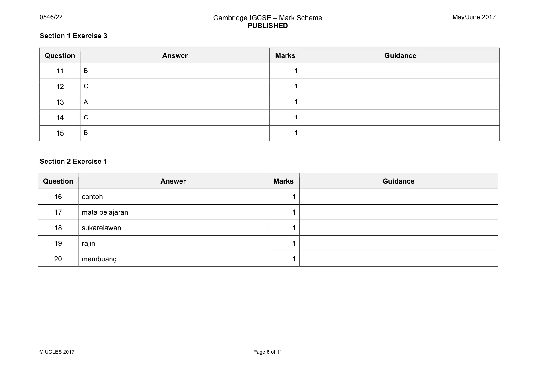 Mark scheme, page 6 of 11