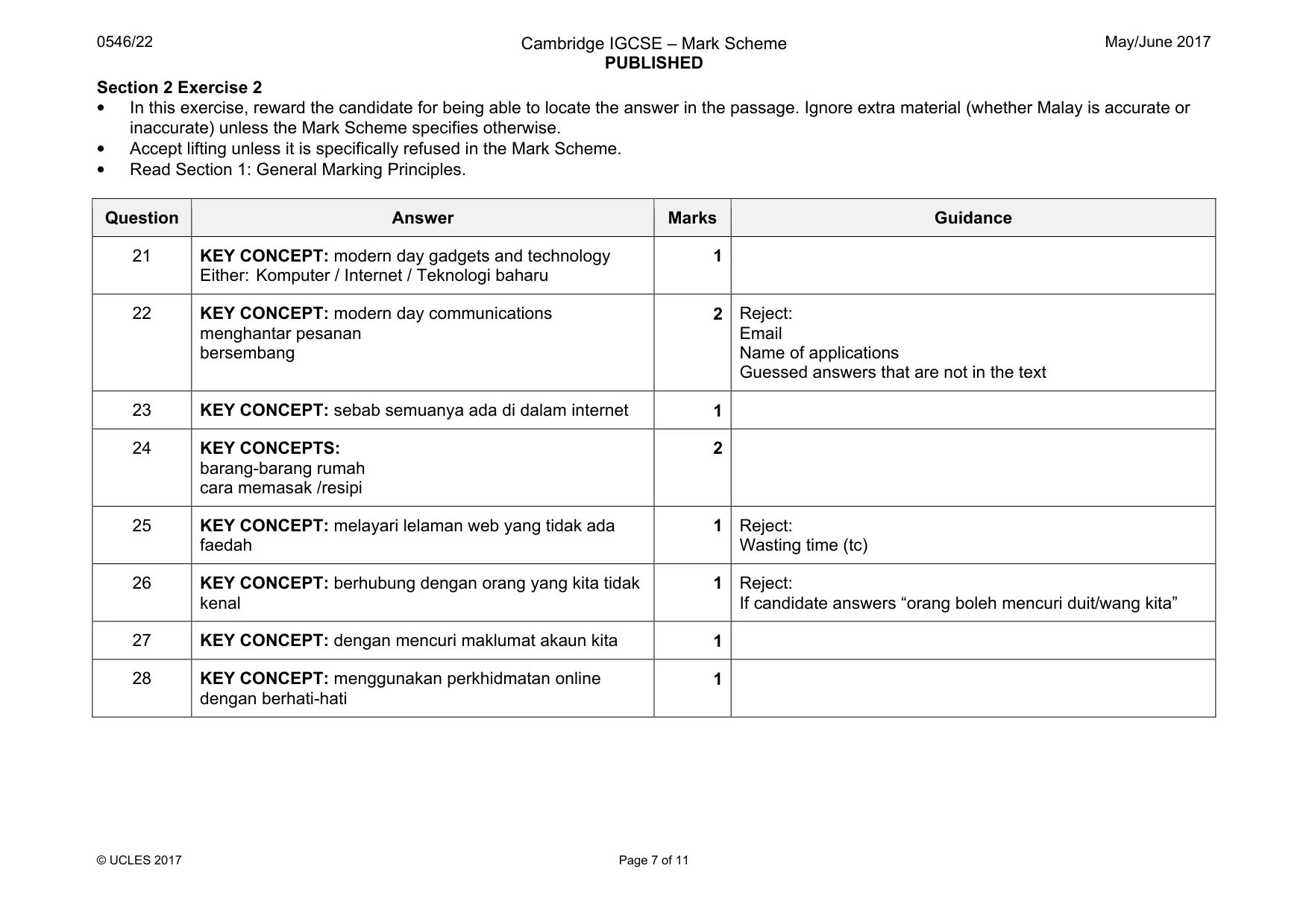 Mark scheme, page 7 of 11
