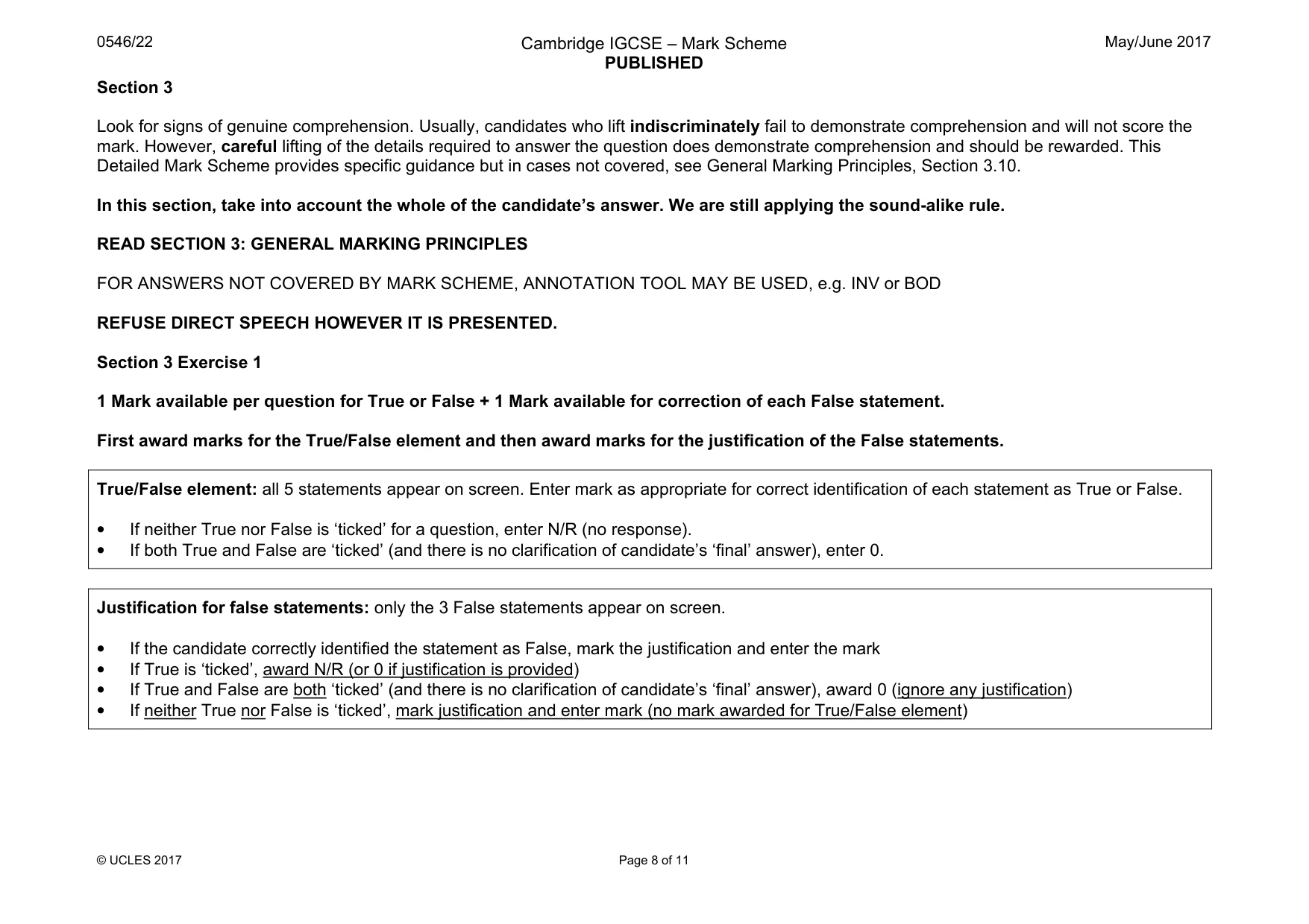Mark scheme, page 8 of 11