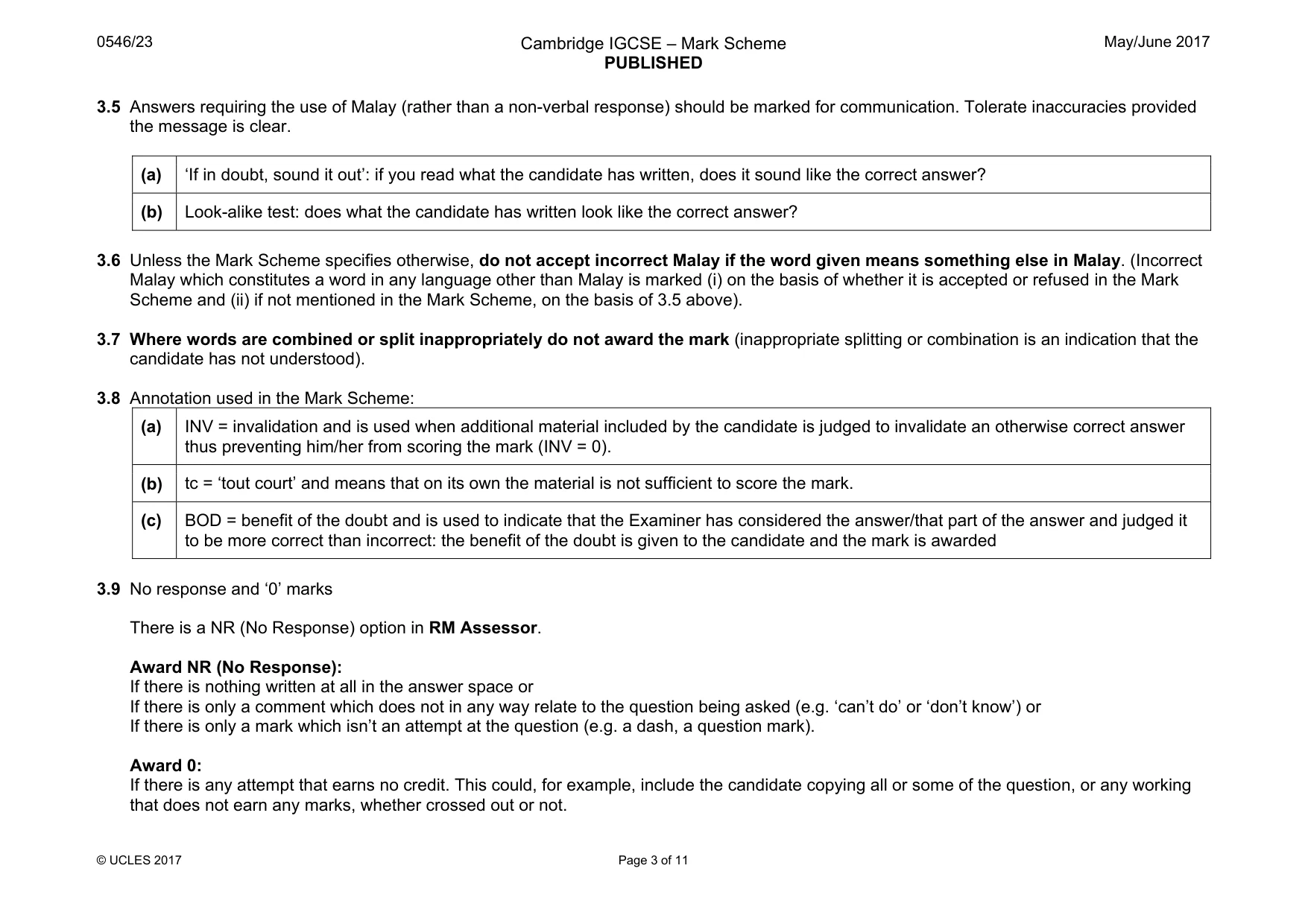 Mark scheme, page 3 of 11
