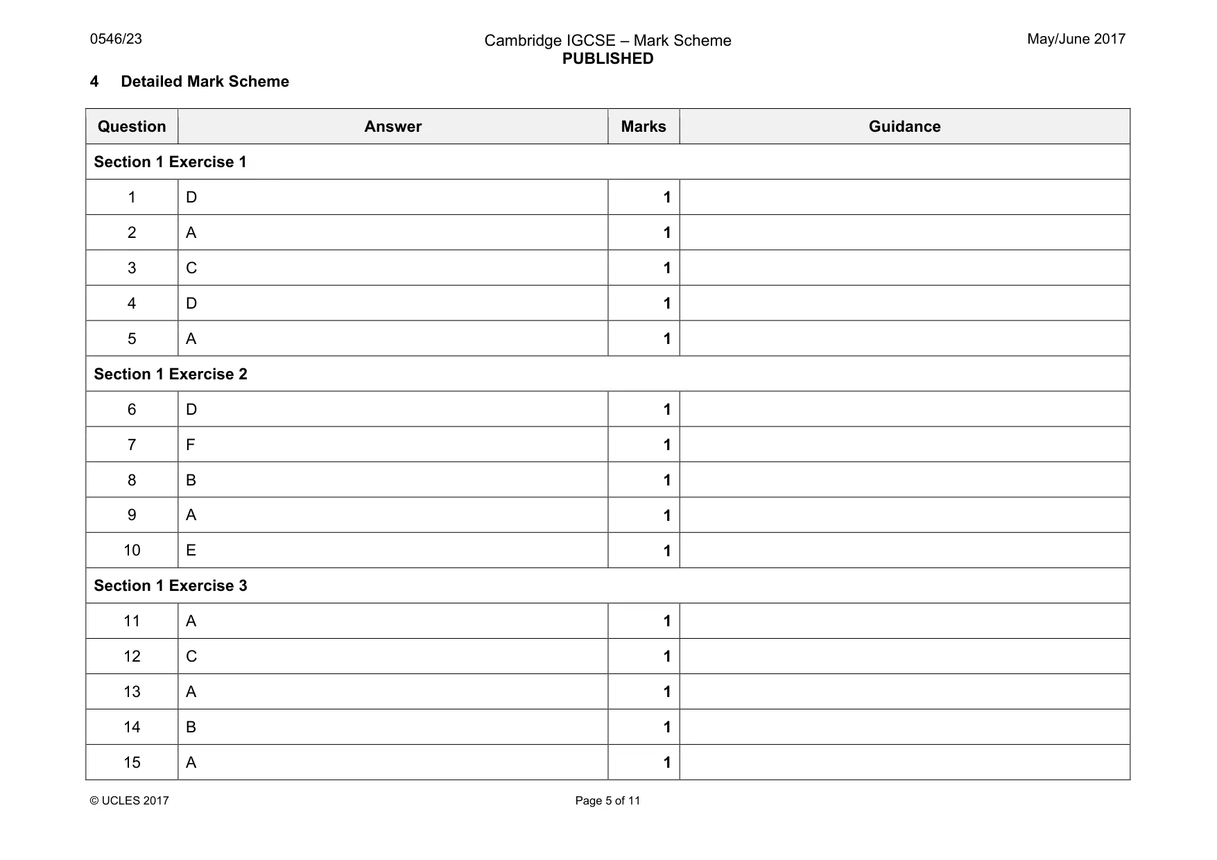 Mark scheme, page 5 of 11