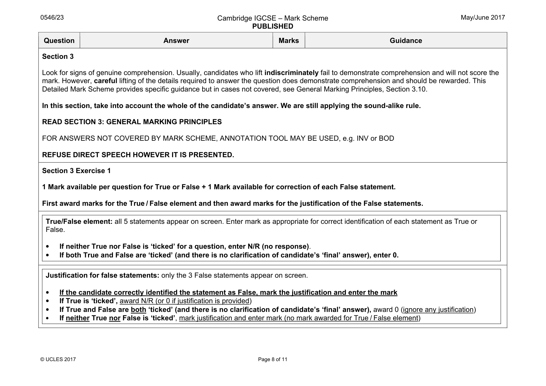 Mark scheme, page 8 of 11