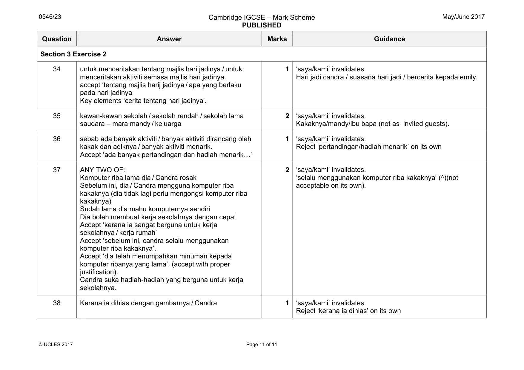Mark scheme, page 11 of 11