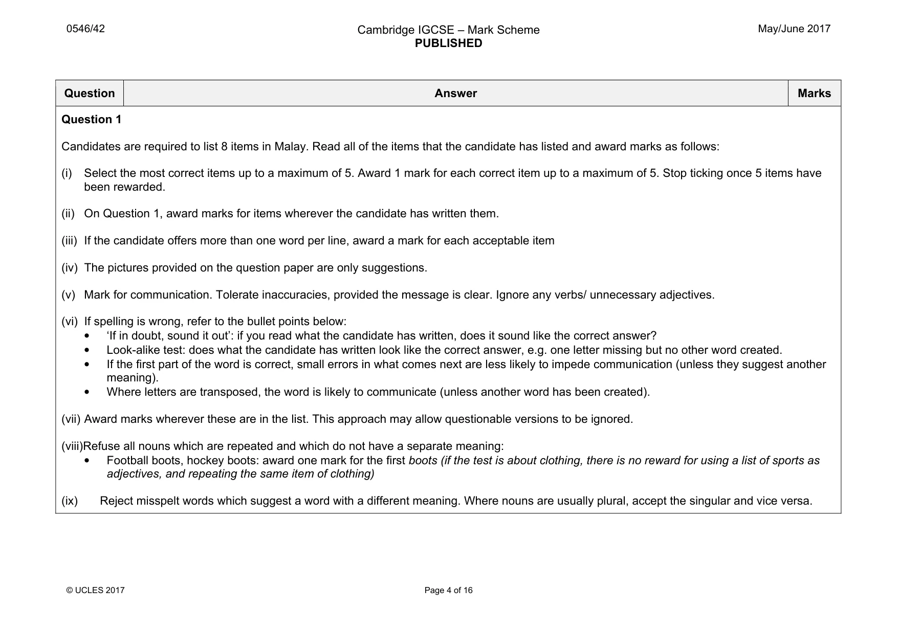 Mark scheme, page 4 of 16