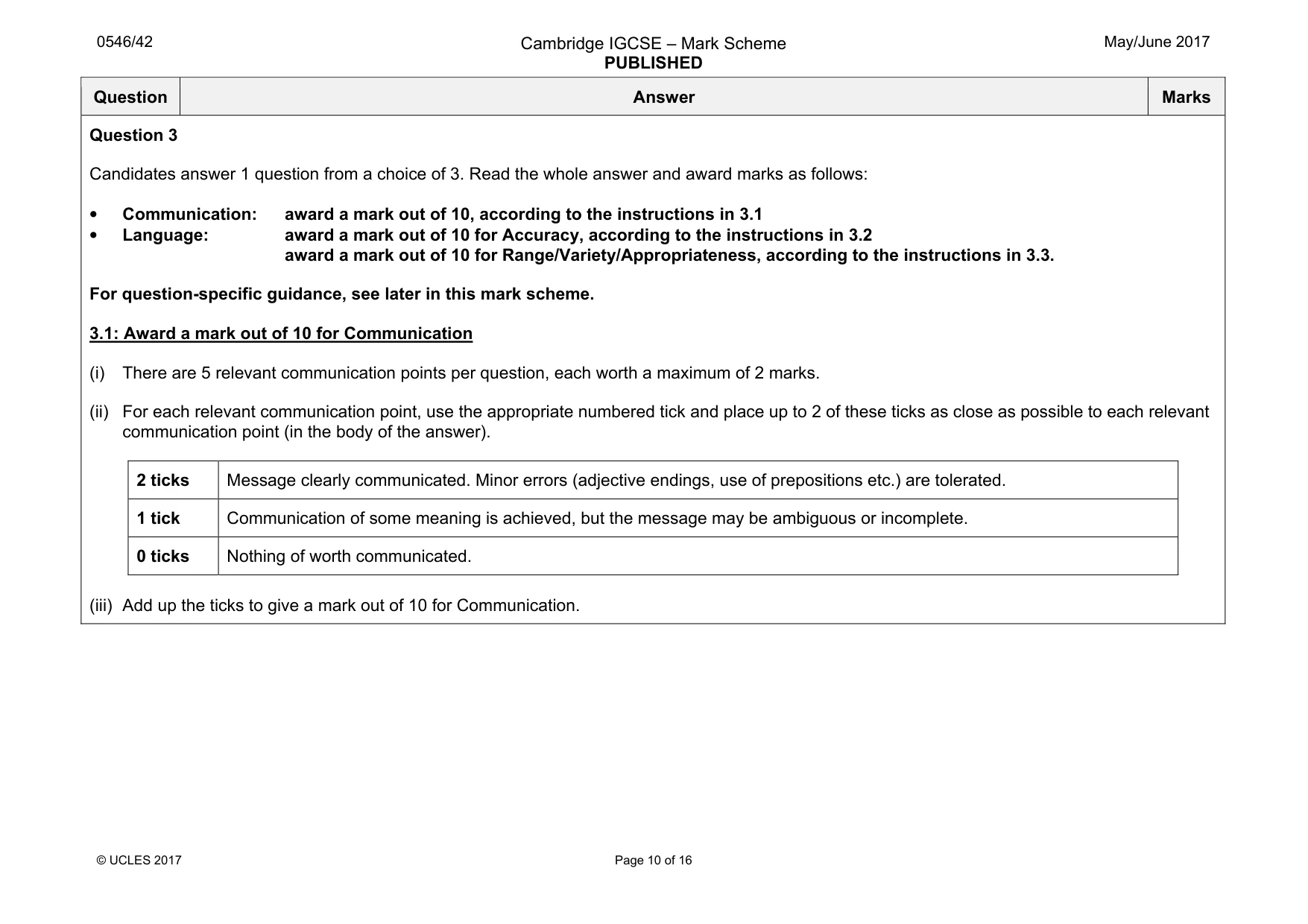 Mark scheme, page 10 of 16