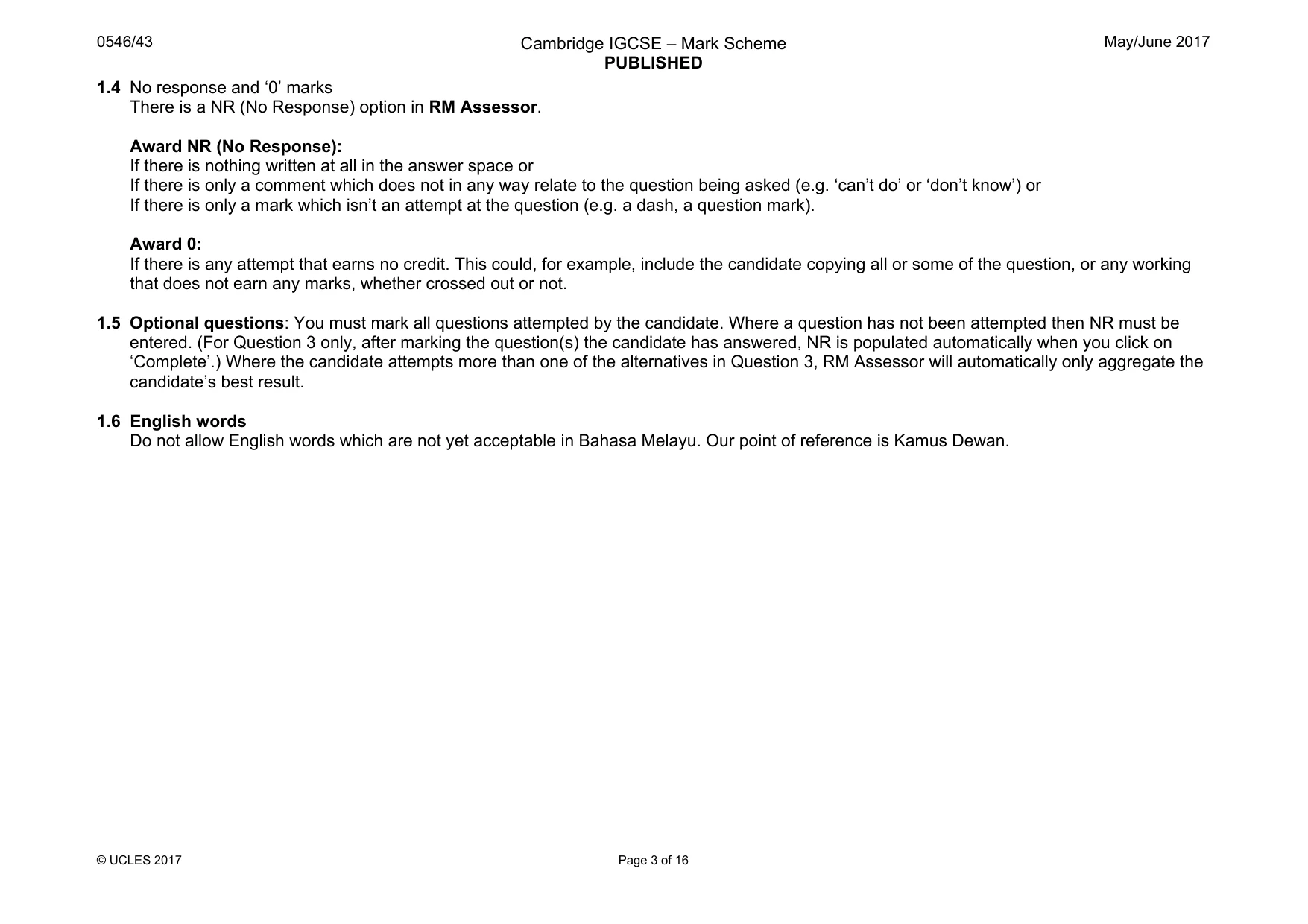 Mark scheme, page 3 of 16