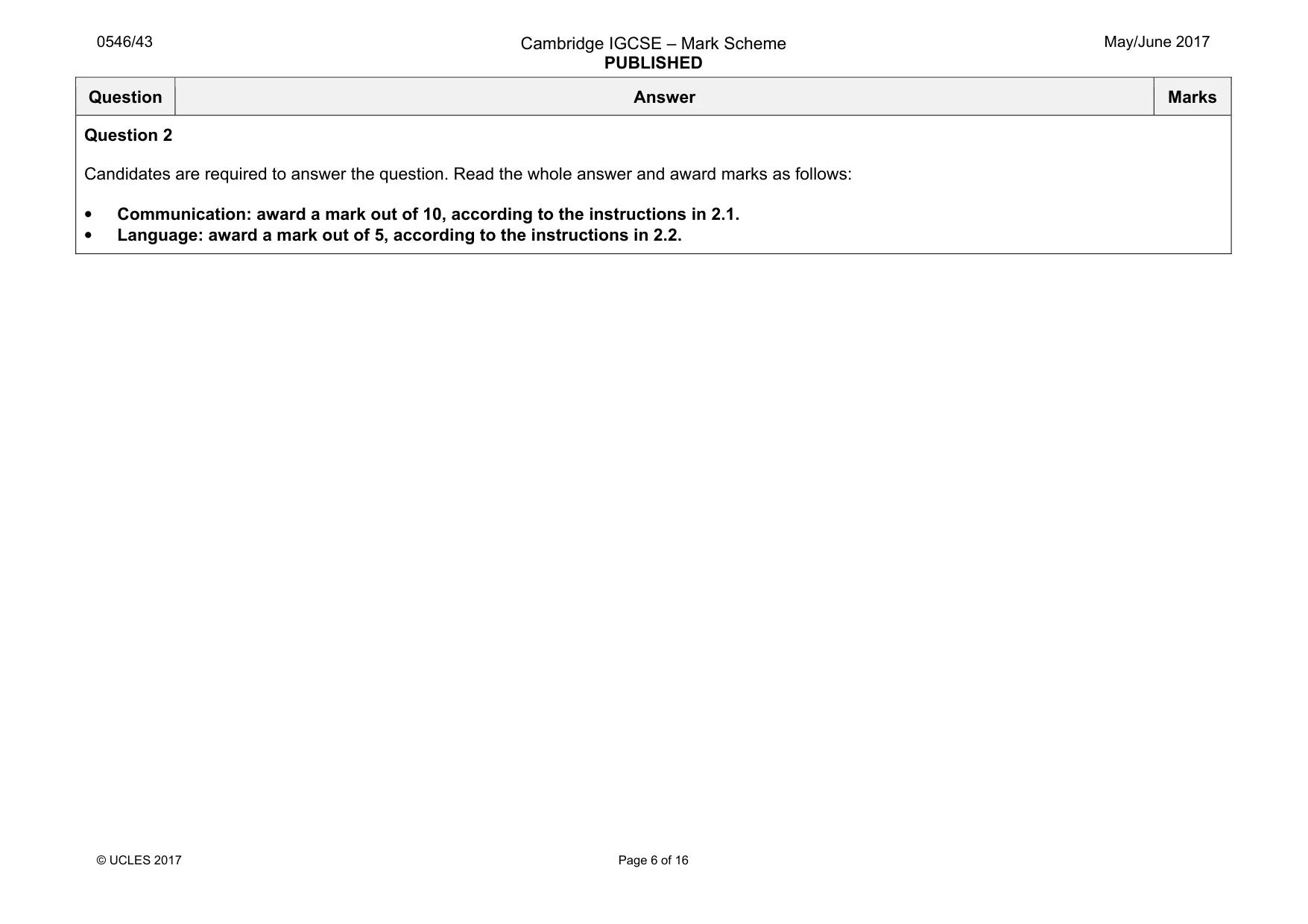 Mark scheme, page 6 of 16