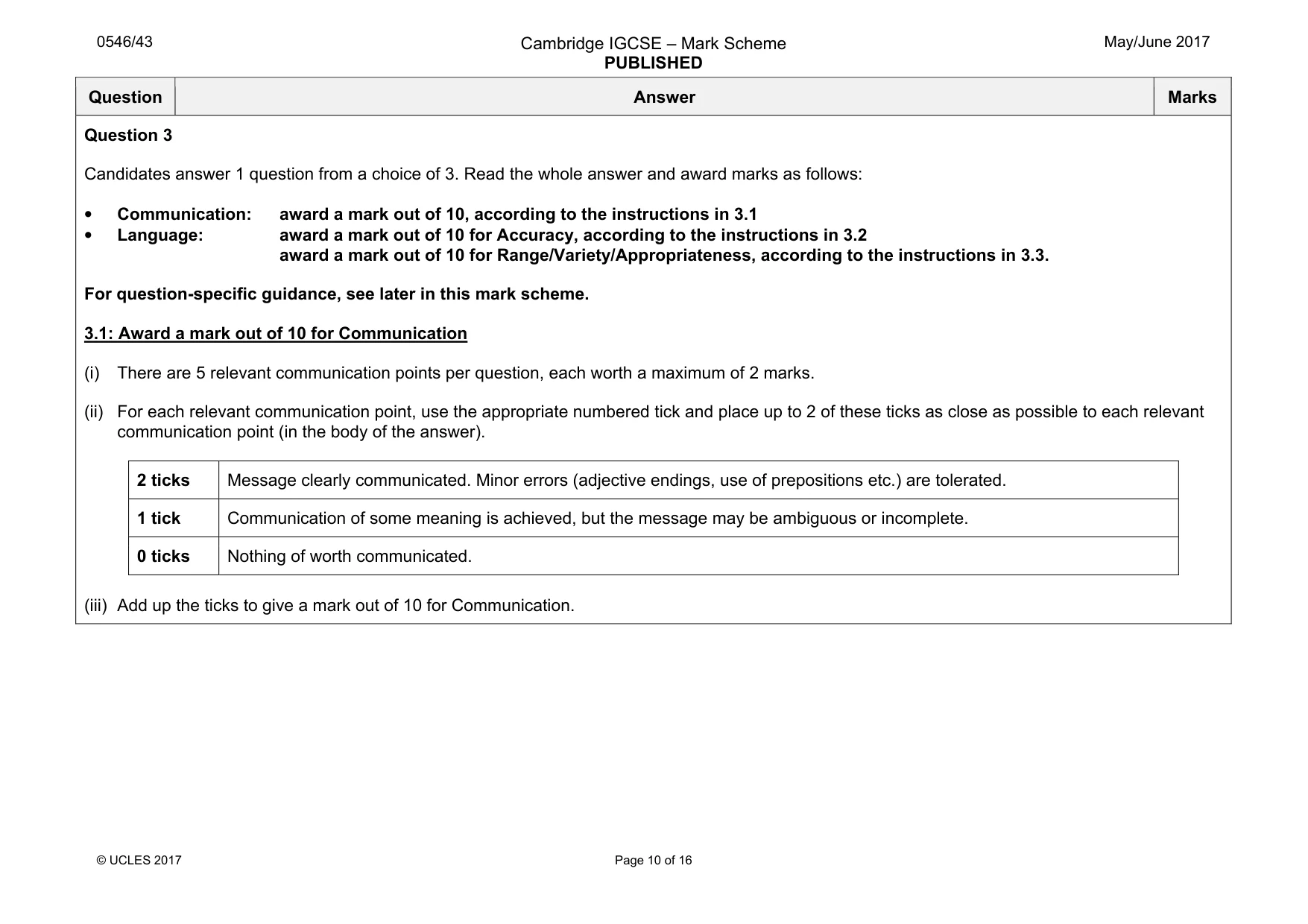 Mark scheme, page 10 of 16