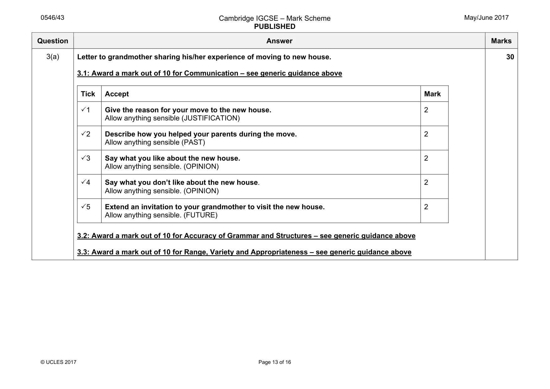 Mark scheme, page 13 of 16