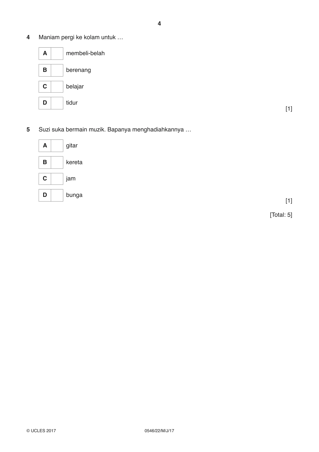 Cambridge IGCSE Malay - Foreign Language 0546 2017 May/June Paper 2 · Variant 2 question paper, page 4 of 16
