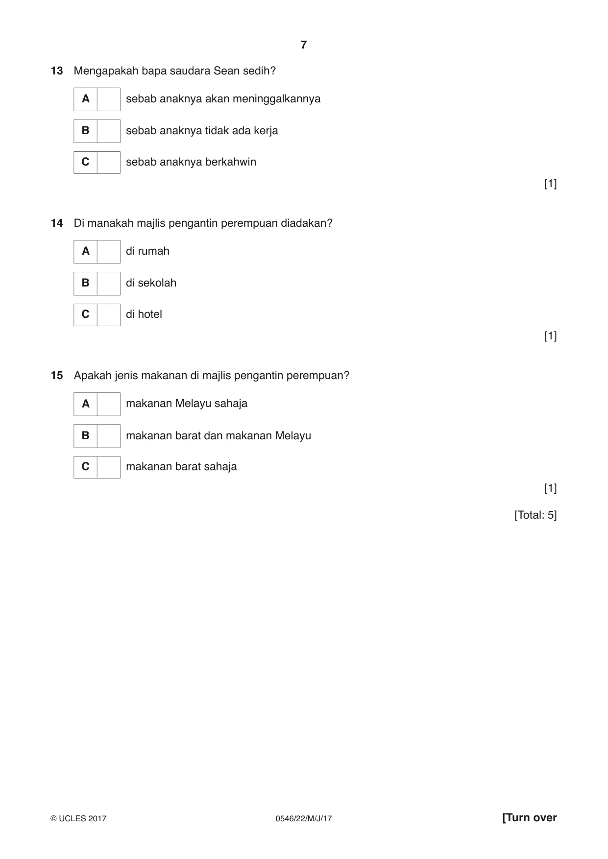 Cambridge IGCSE Malay - Foreign Language 0546 2017 May/June Paper 2 · Variant 2 question paper, page 7 of 16