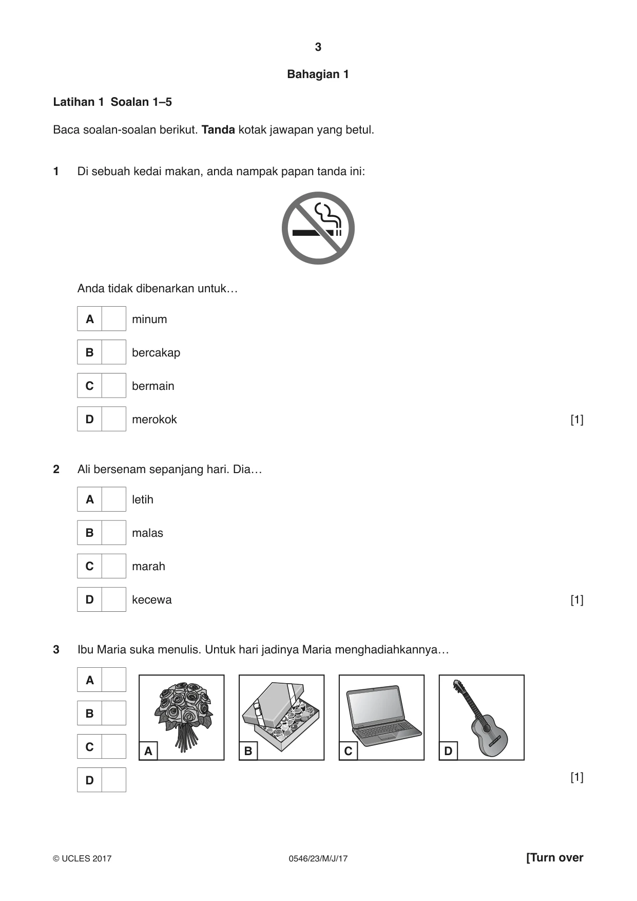 Cambridge IGCSE Malay - Foreign Language 0546 2017 May/June Paper 2 · Variant 3 question paper, page 3 of 16